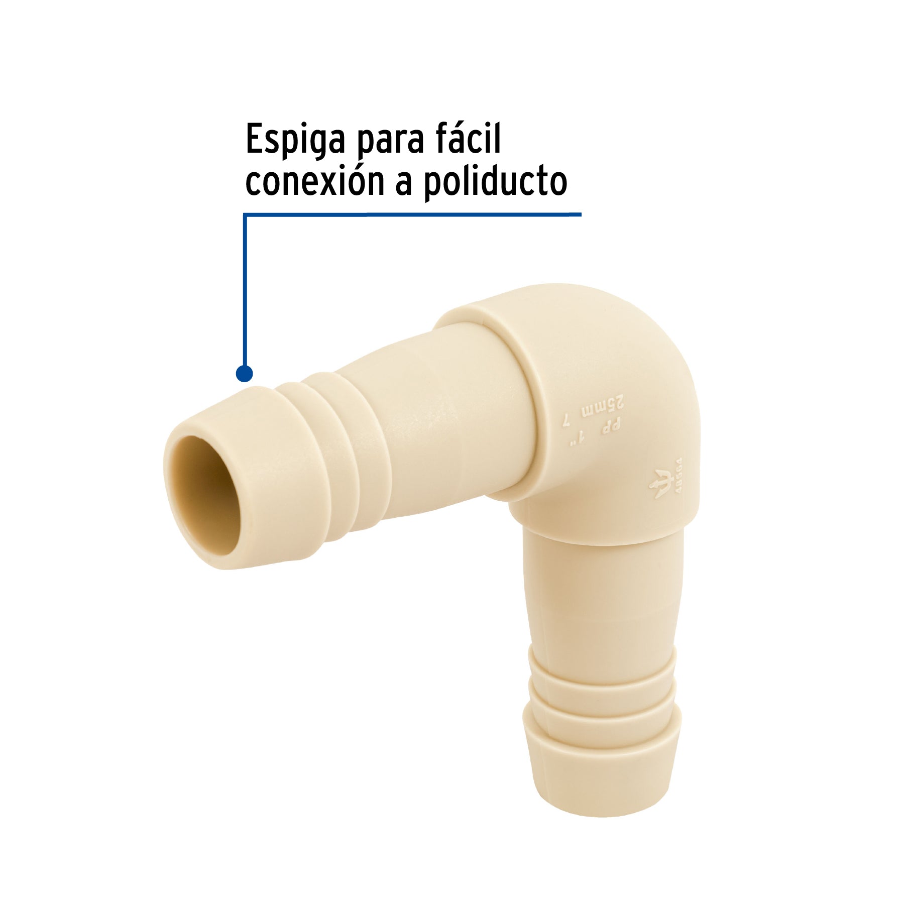 Codo 90° inserción de 1" de polipropileno, FOSET