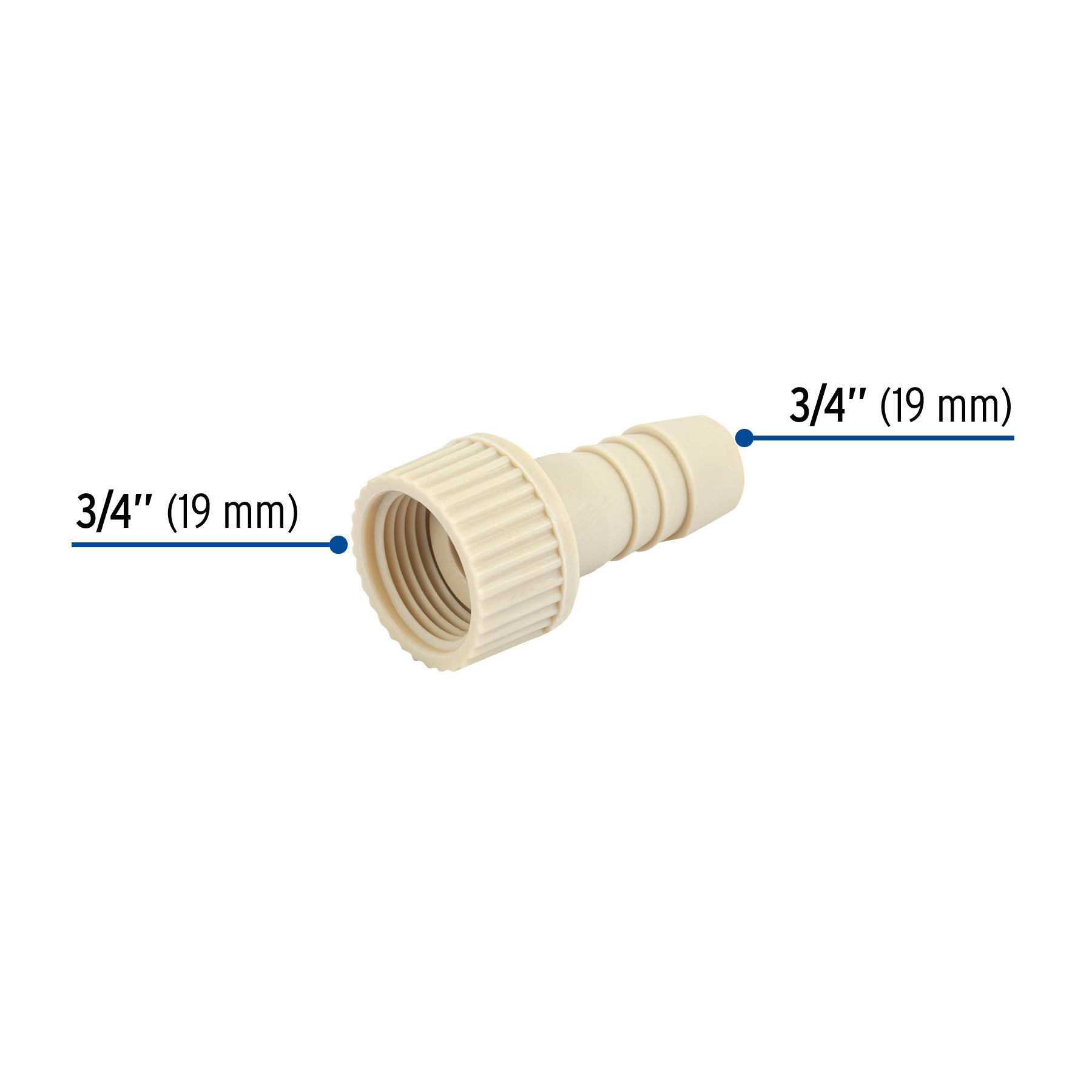 Adaptador hembra movible de polipropileno 3/4" x 3/4", FOSET