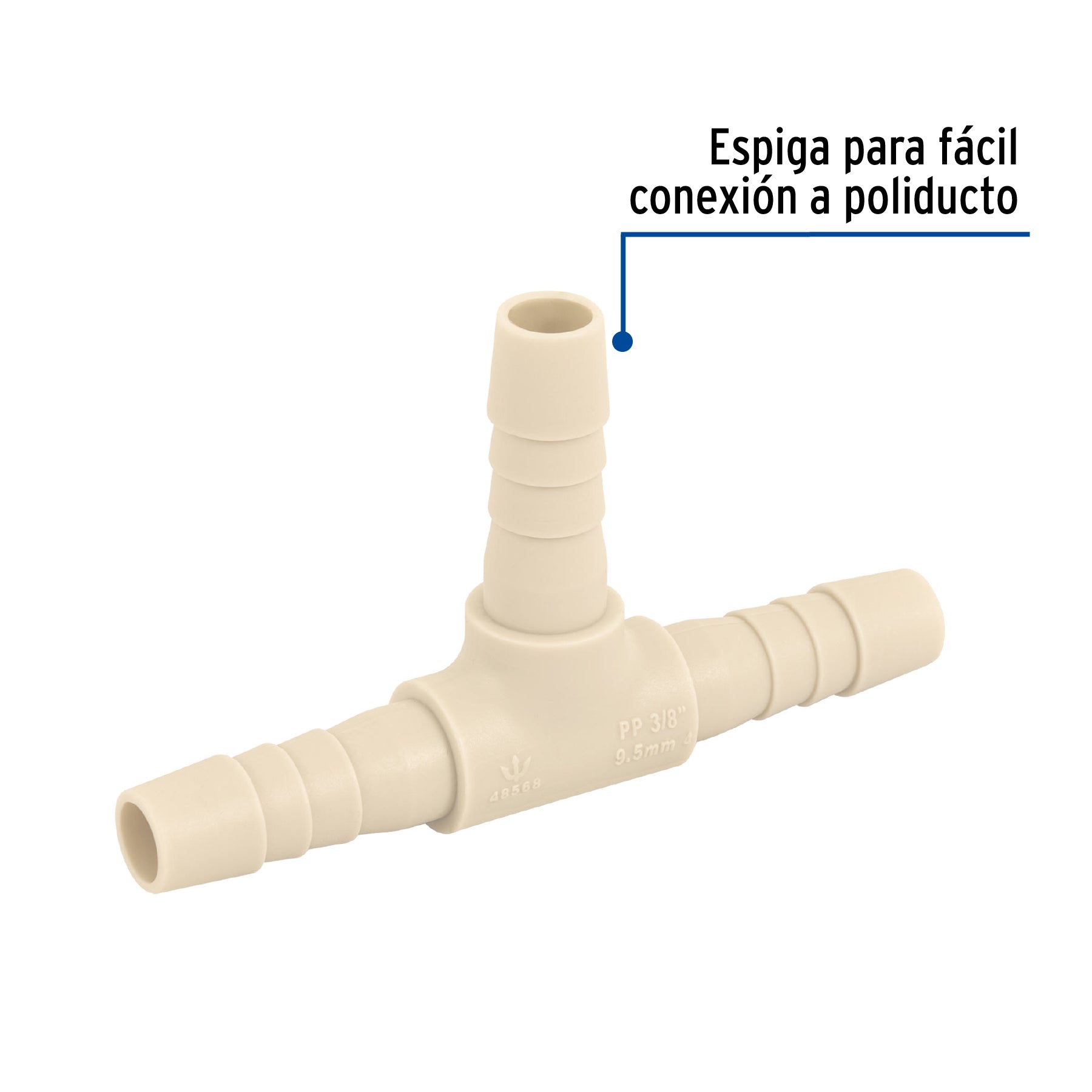 Tee inserción 3/8" de polipropileno, FOSET