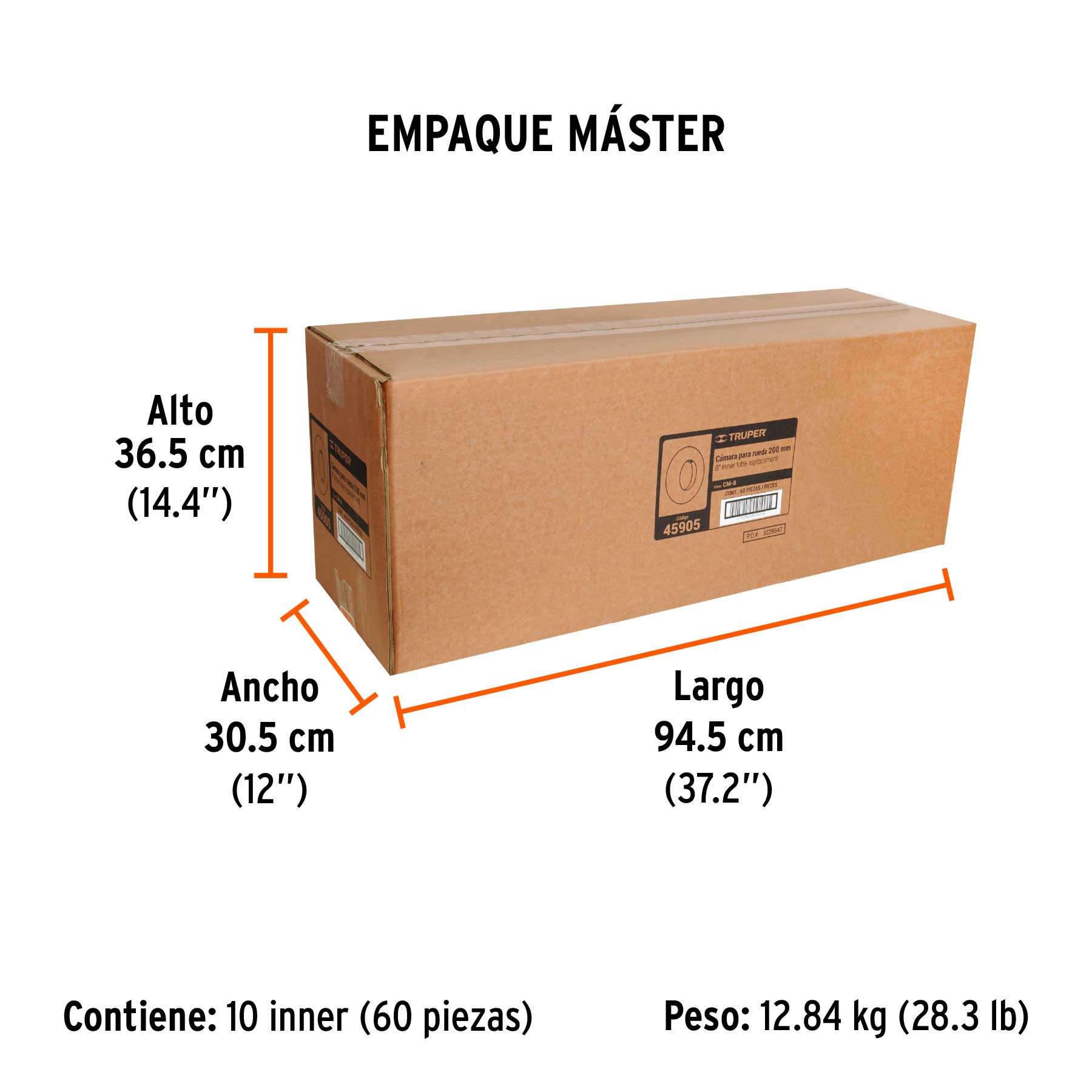Cámara para rueda neumática de 8", TRUPER - Empaque