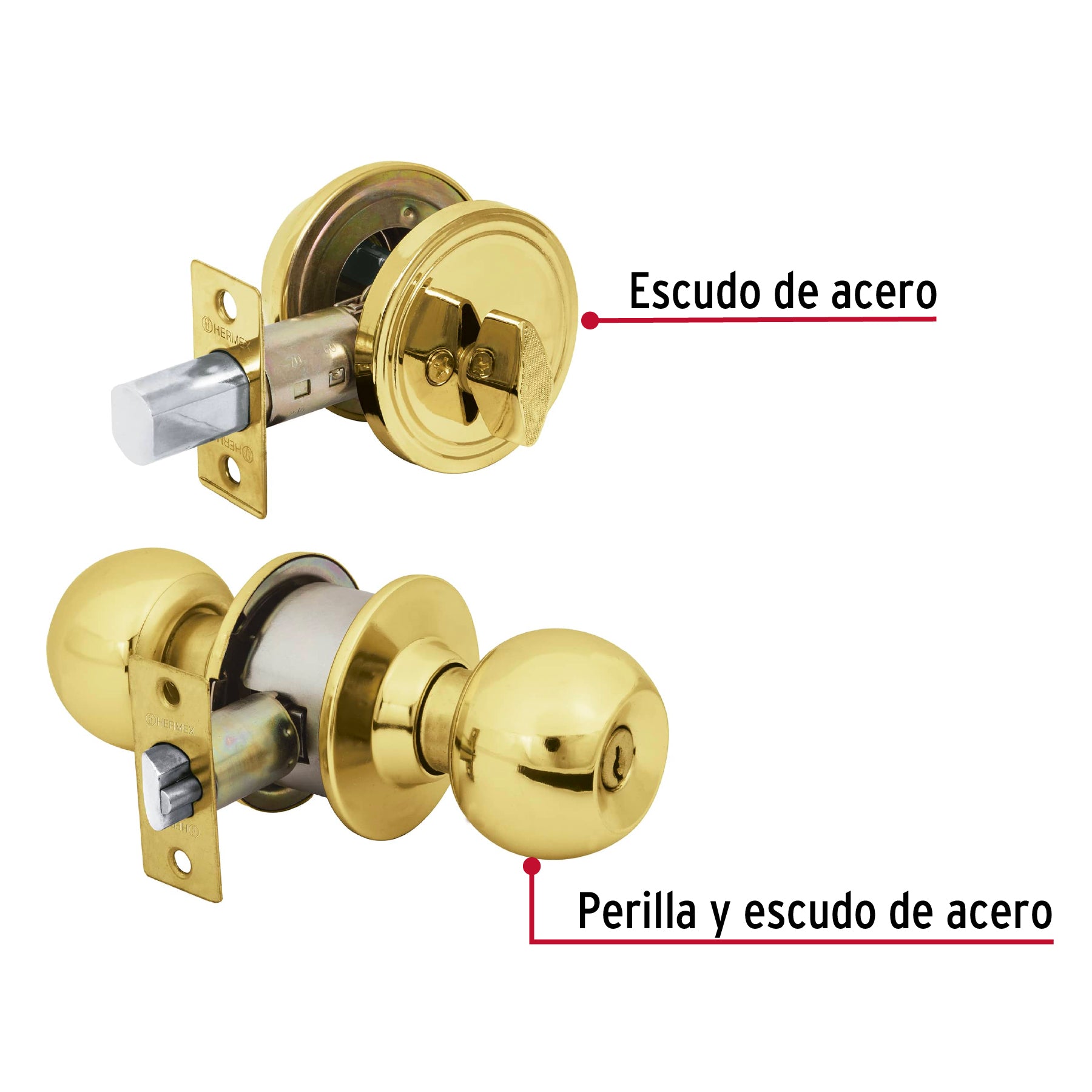 Combo cerraduras, llave-mariposa, L.brillante, HERMEX BASIC