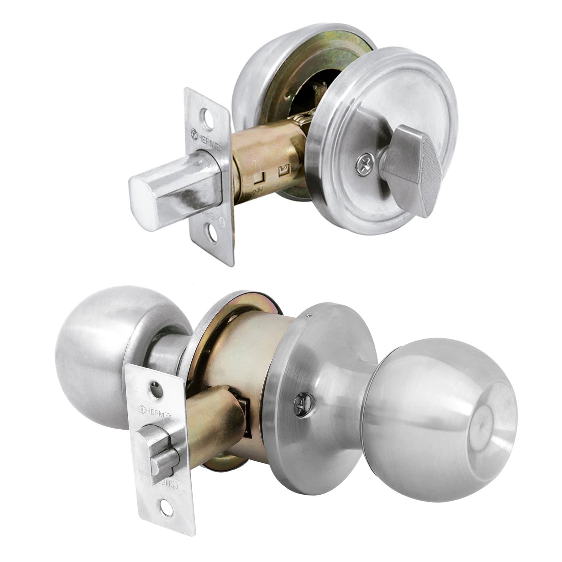 Combo cerraduras, llave-mariposa, cromo, HERMEX BASIC