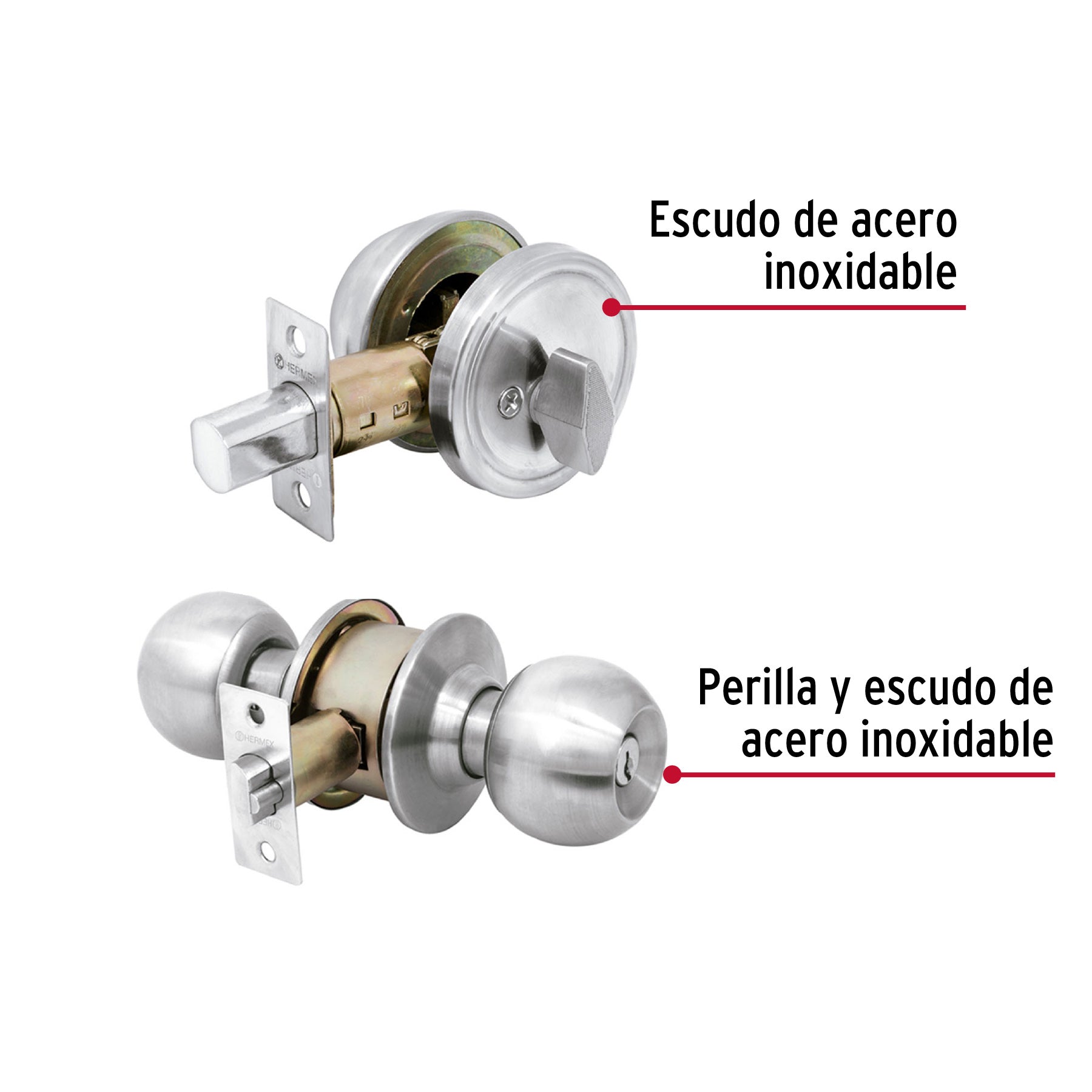 Combo cerraduras, llave-mariposa, cromo, HERMEX BASIC