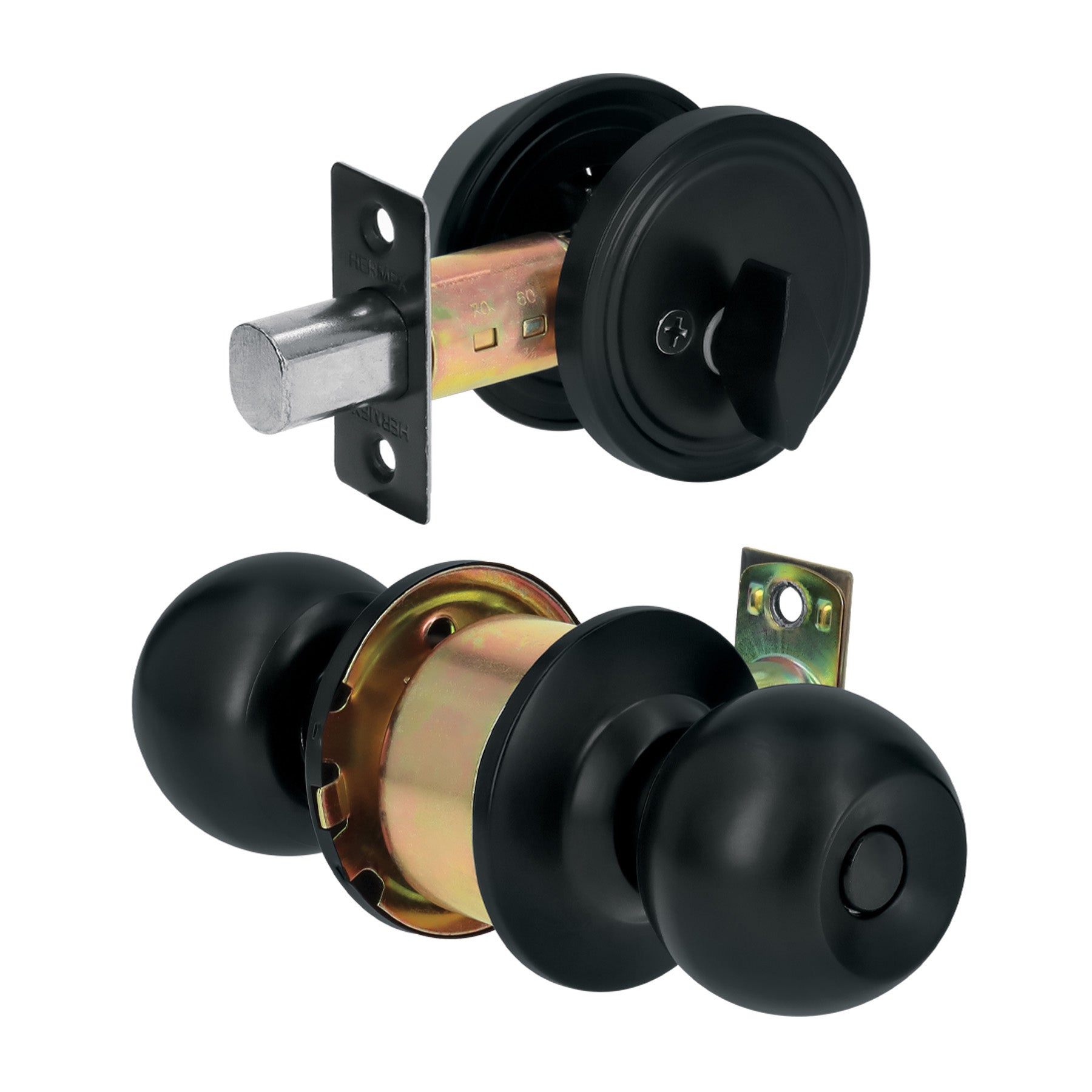 Combo cerraduras, llave-mariposa, Negro, HERMEX BASIC