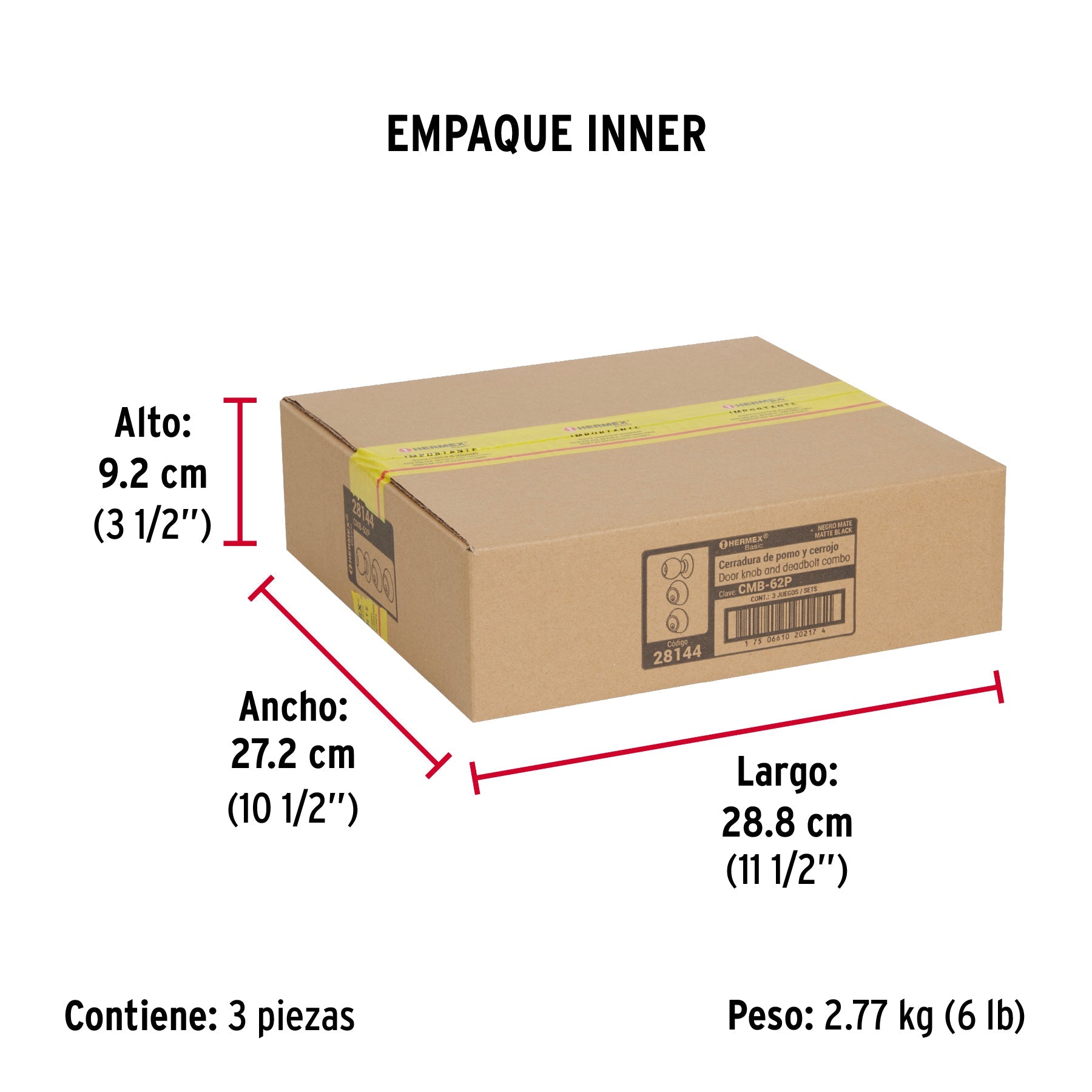 Combo cerraduras, llave-llave, negro, HERMEX BASIC - Empaque