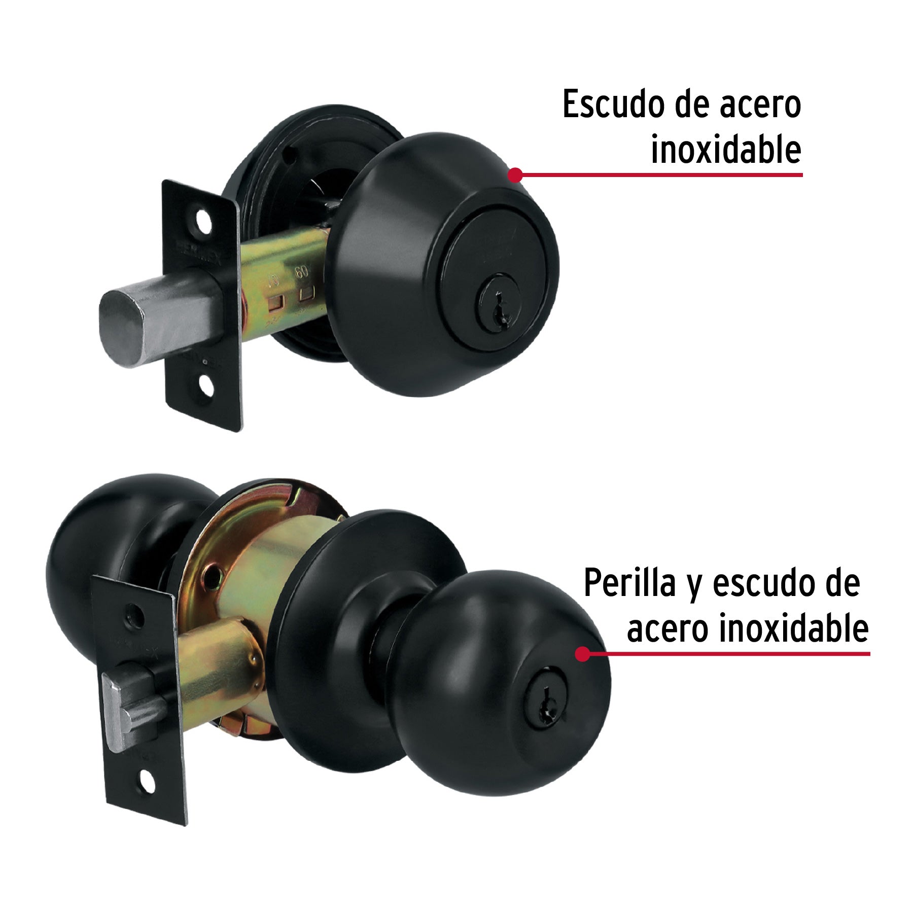Combo cerraduras, llave-llave, negro, HERMEX BASIC