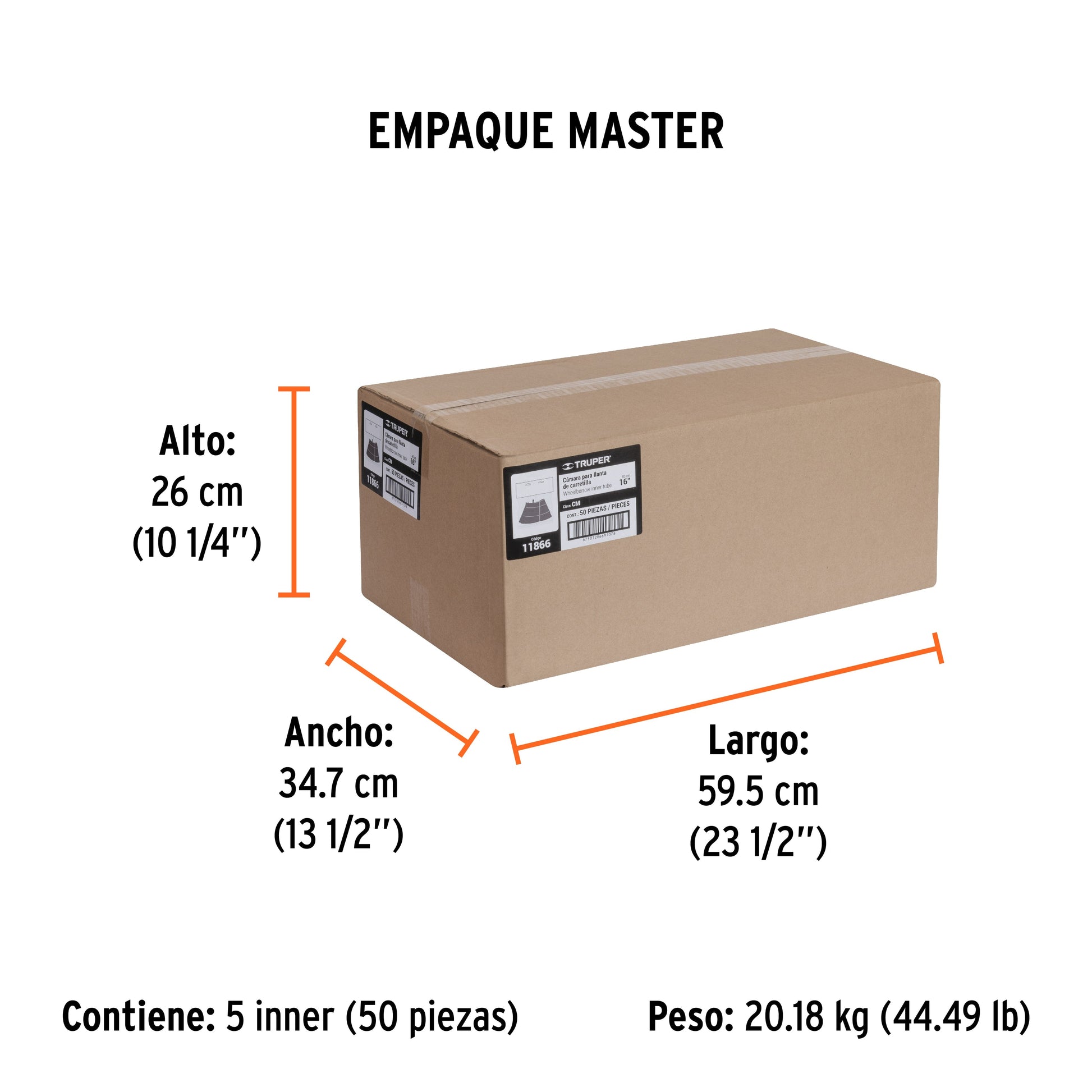 Cámara para llanta de 16", para carretilla TRUPER - Empaque