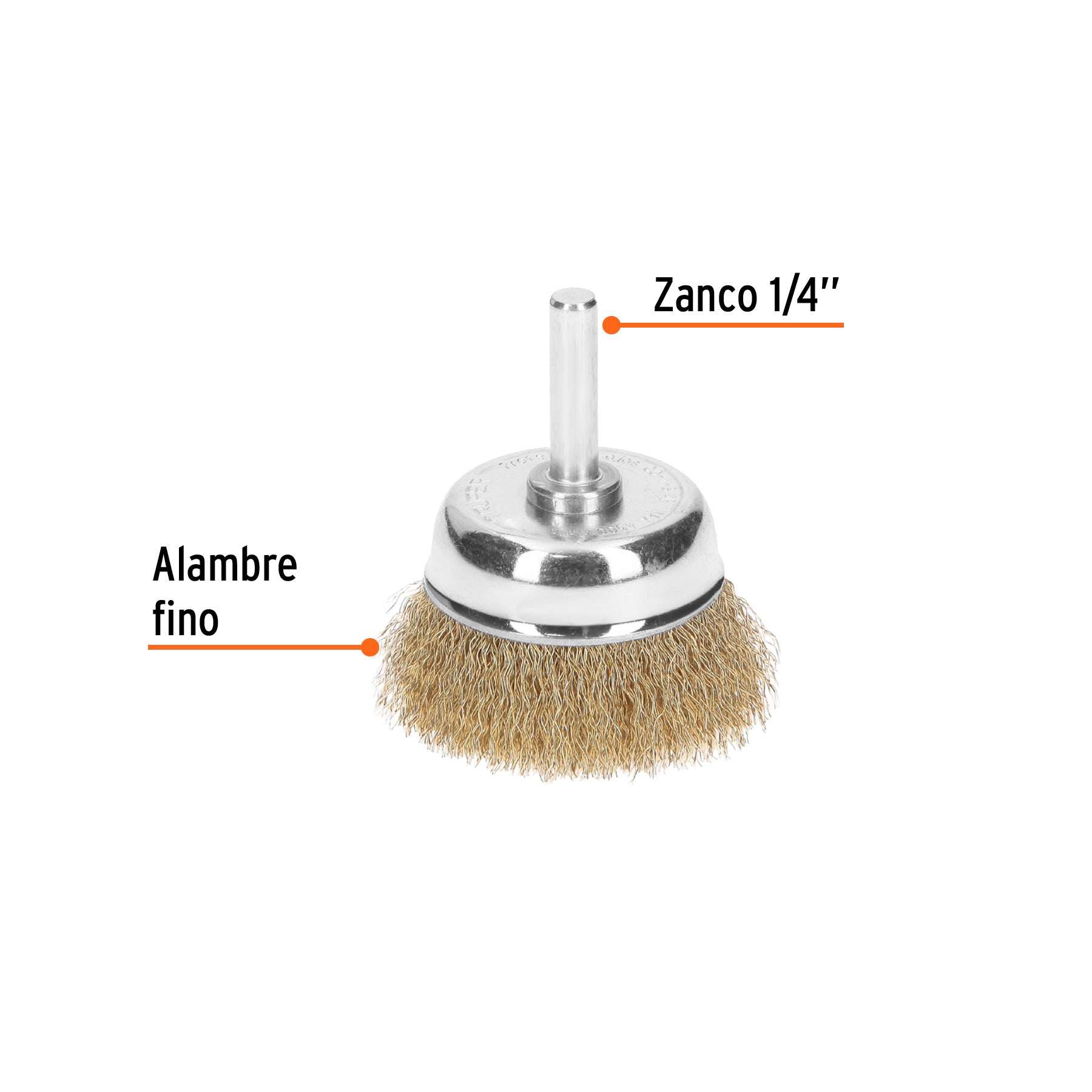 Carda de copa 1-3/4" alambre fino para taladro, TRUPER