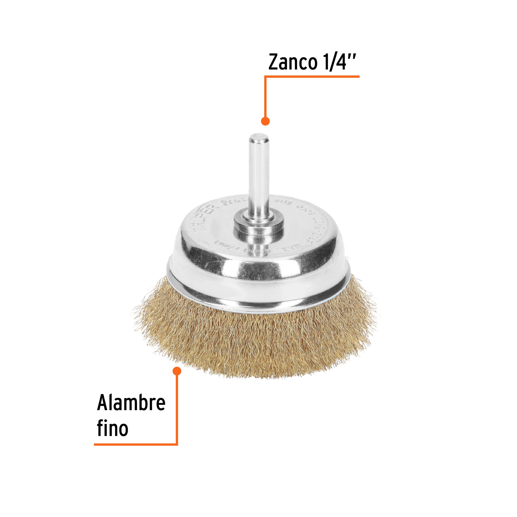 Carda de copa 2-3/4" alambre fino para taladro, TRUPER