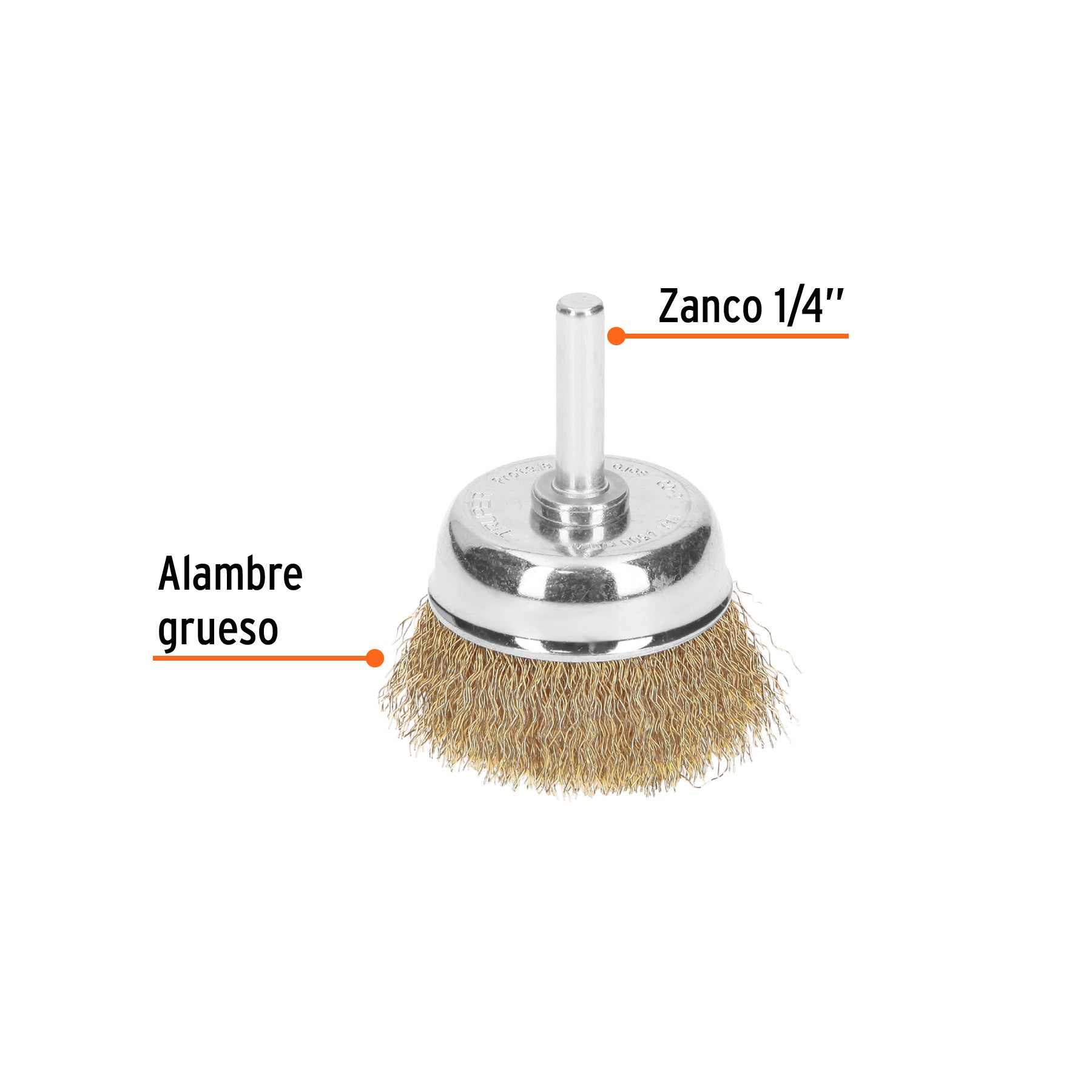 Carda de copa 1-3/4" alambre grueso para taladro, TRUPER