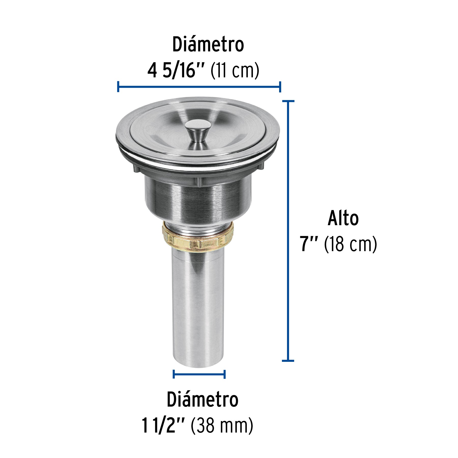 Contracanasta 3-1/2" inox, cuerpo profundo,con tapa, RIVIERA