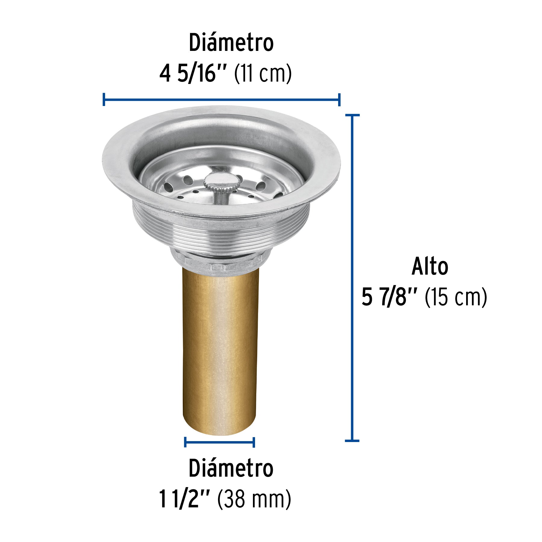 Contracanasta 3-1/2" inox, tubo latón, FOSET