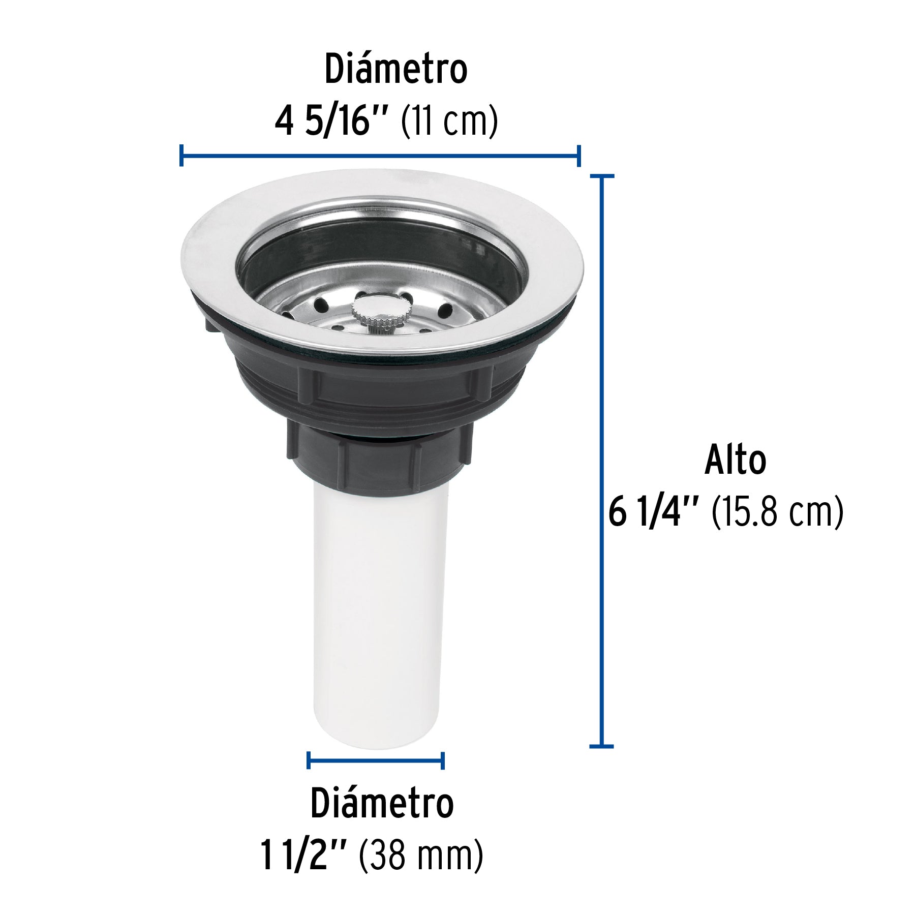 Contracanasta 3-1/2" inox, tubo plástico, FOSET