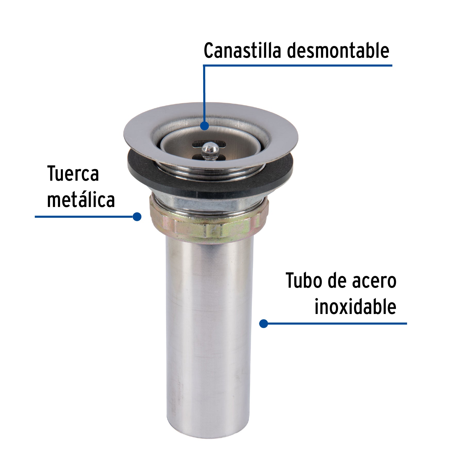 Contracanasta 2-1/2" inox, tipo bar, FOSET