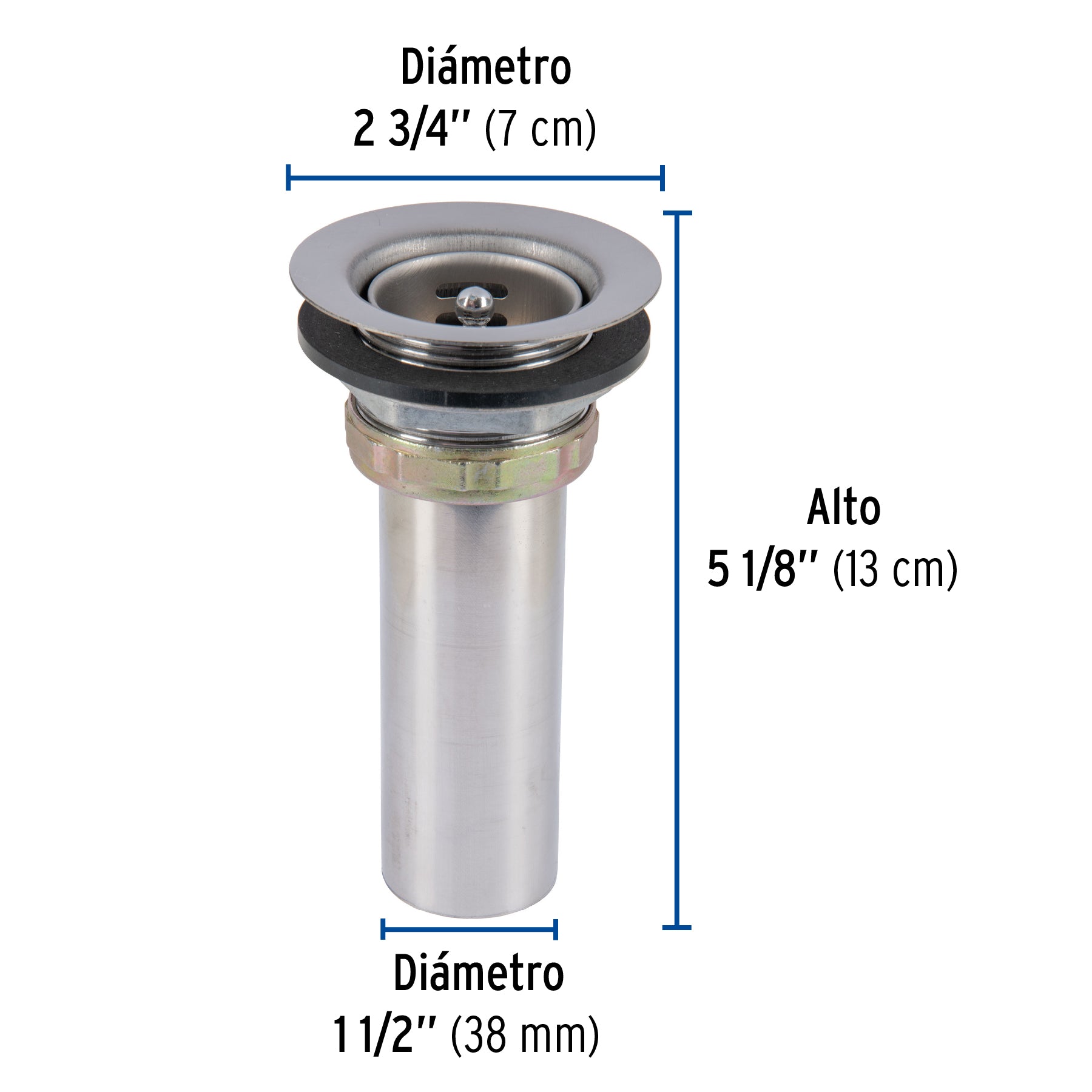 Contracanasta 2-1/2" inox, tipo bar, FOSET