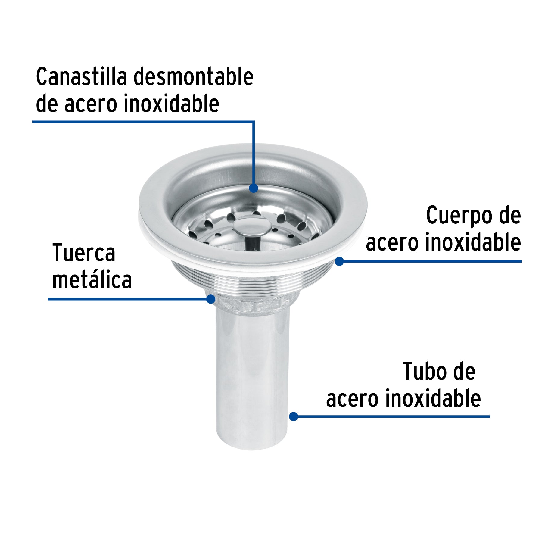 Contracanasta 3-1/2" inox, tubo inox, FOSET
