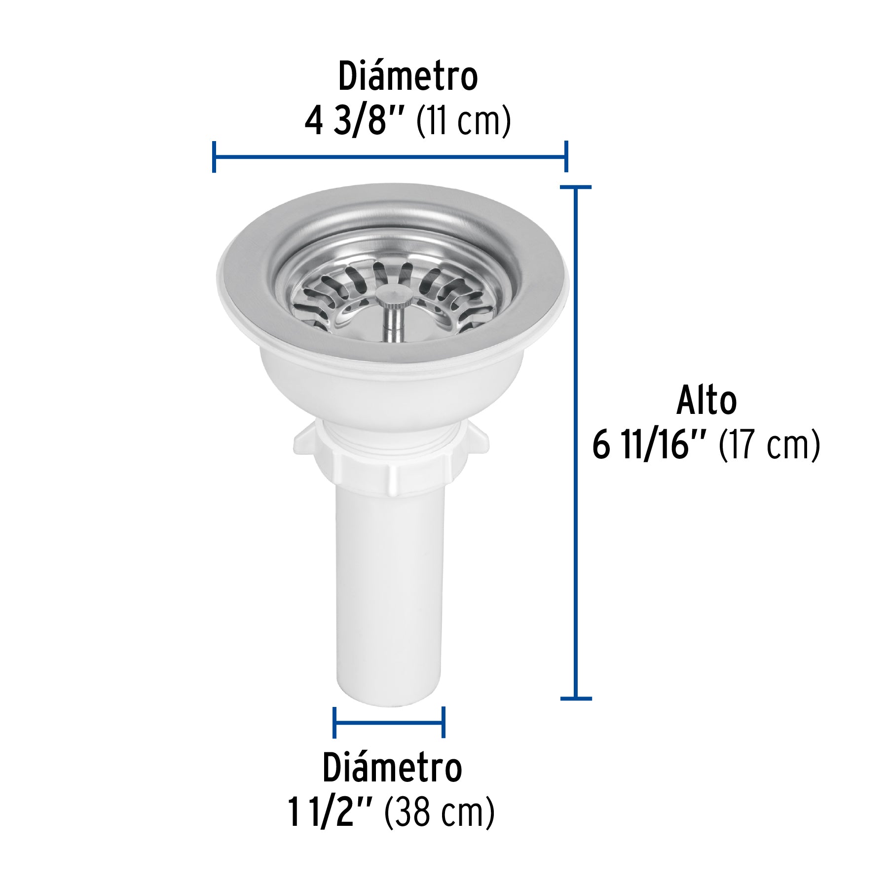 Contracanasta 3-1/2" inox, instala-fácil, tubo plást, FOSET