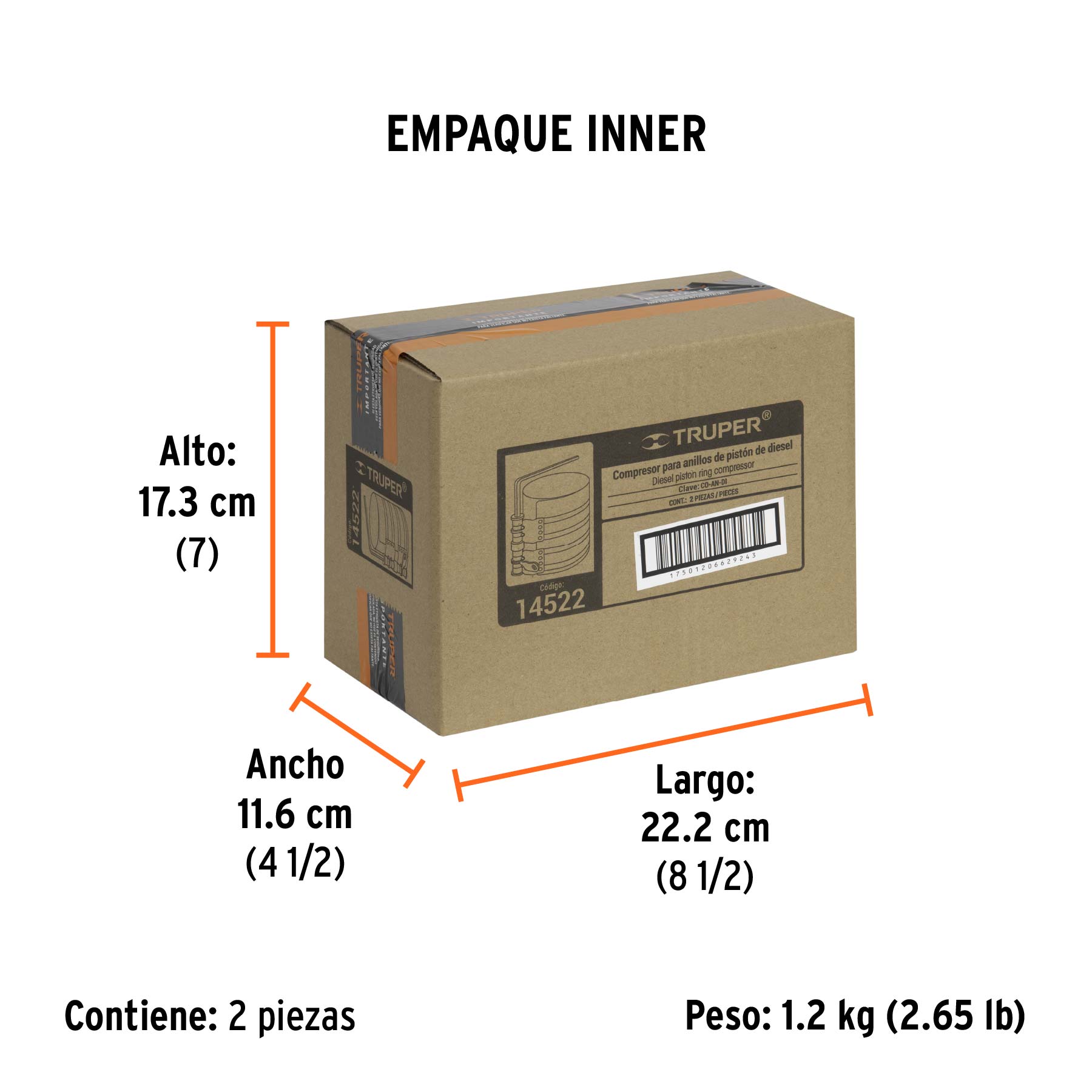 Compresor para anillos diesel, TRUPER - Empaque