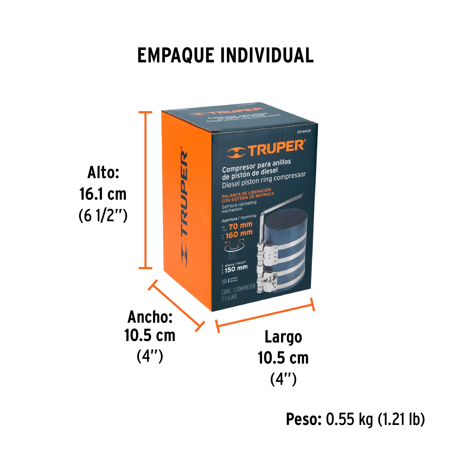 Compresor para anillos diesel, TRUPER - Empaque