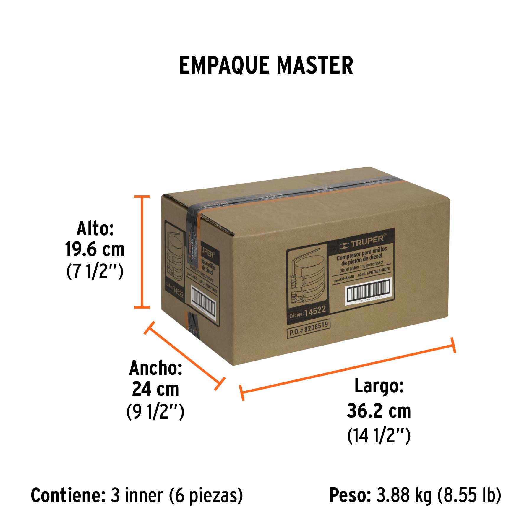 Compresor para anillos diesel, TRUPER - Empaque