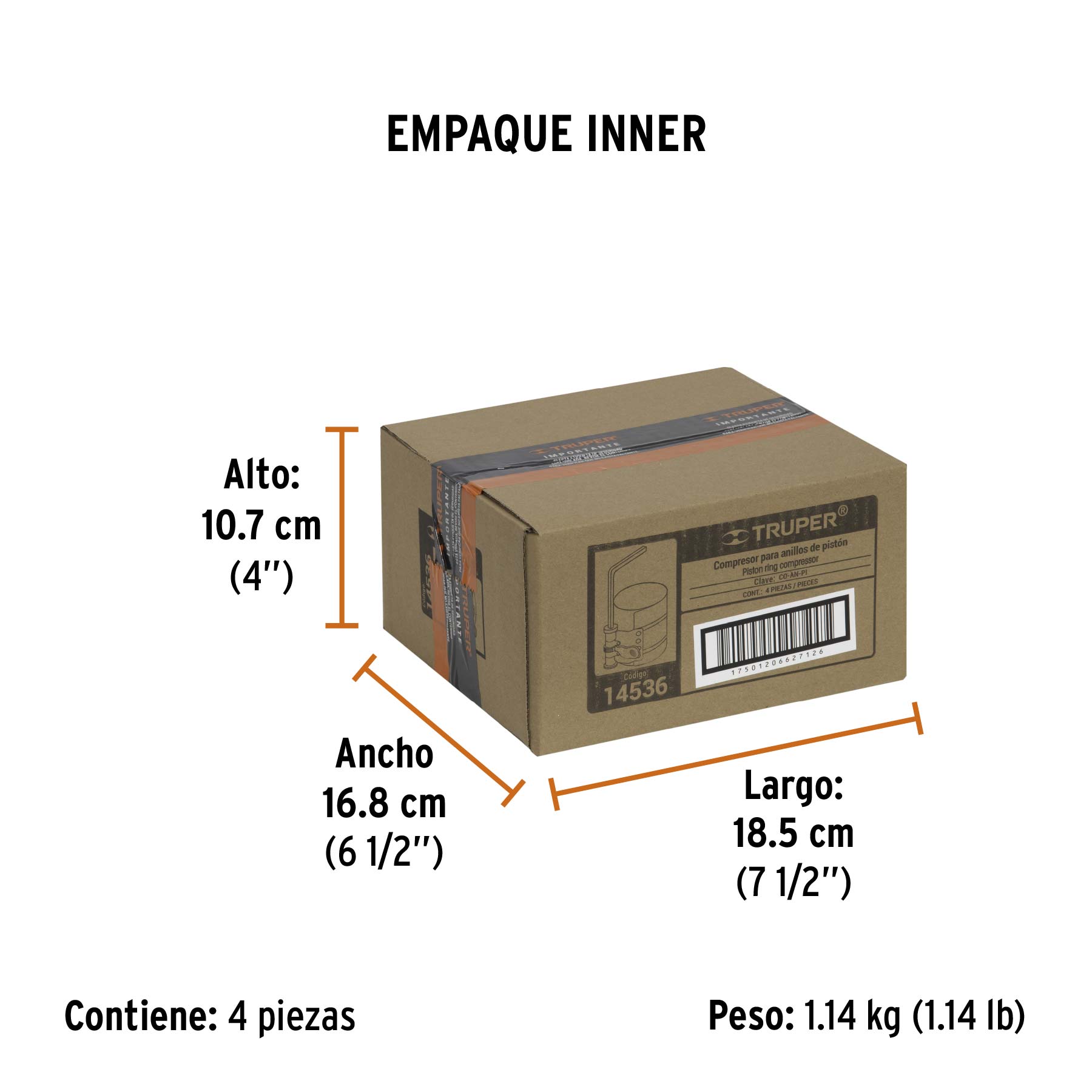 Compresor para anillos de pistón, TRUPER - Empaque