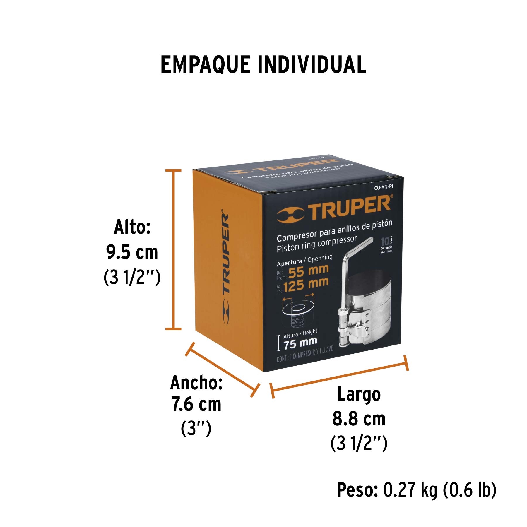 Compresor para anillos de pistón, TRUPER - Empaque