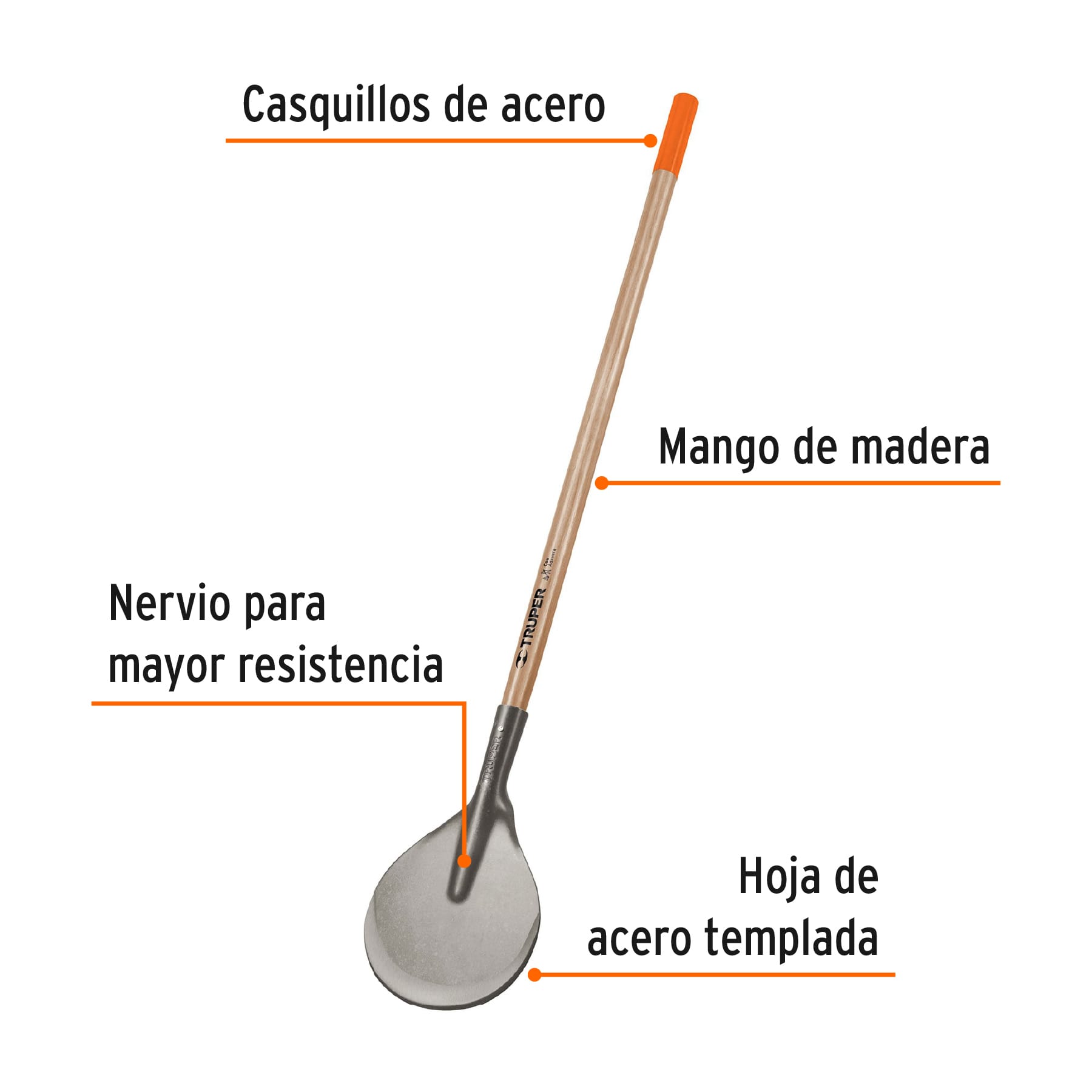 Coa afilada de usos múltiples, mango de madera 43", TRUPER