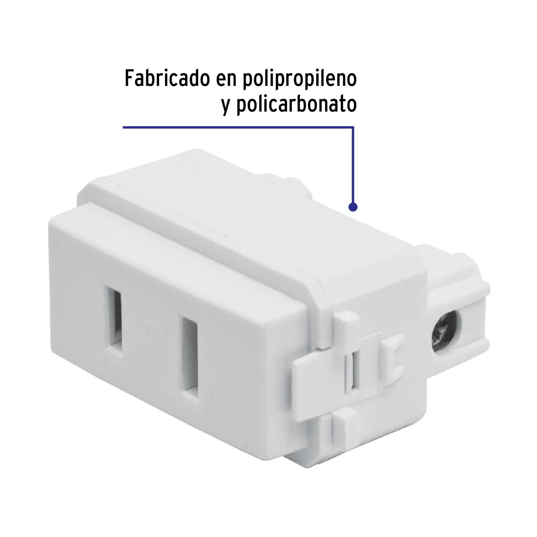 Contacto sencillo, 2polos, sin tierra, línea Italiana,blanco