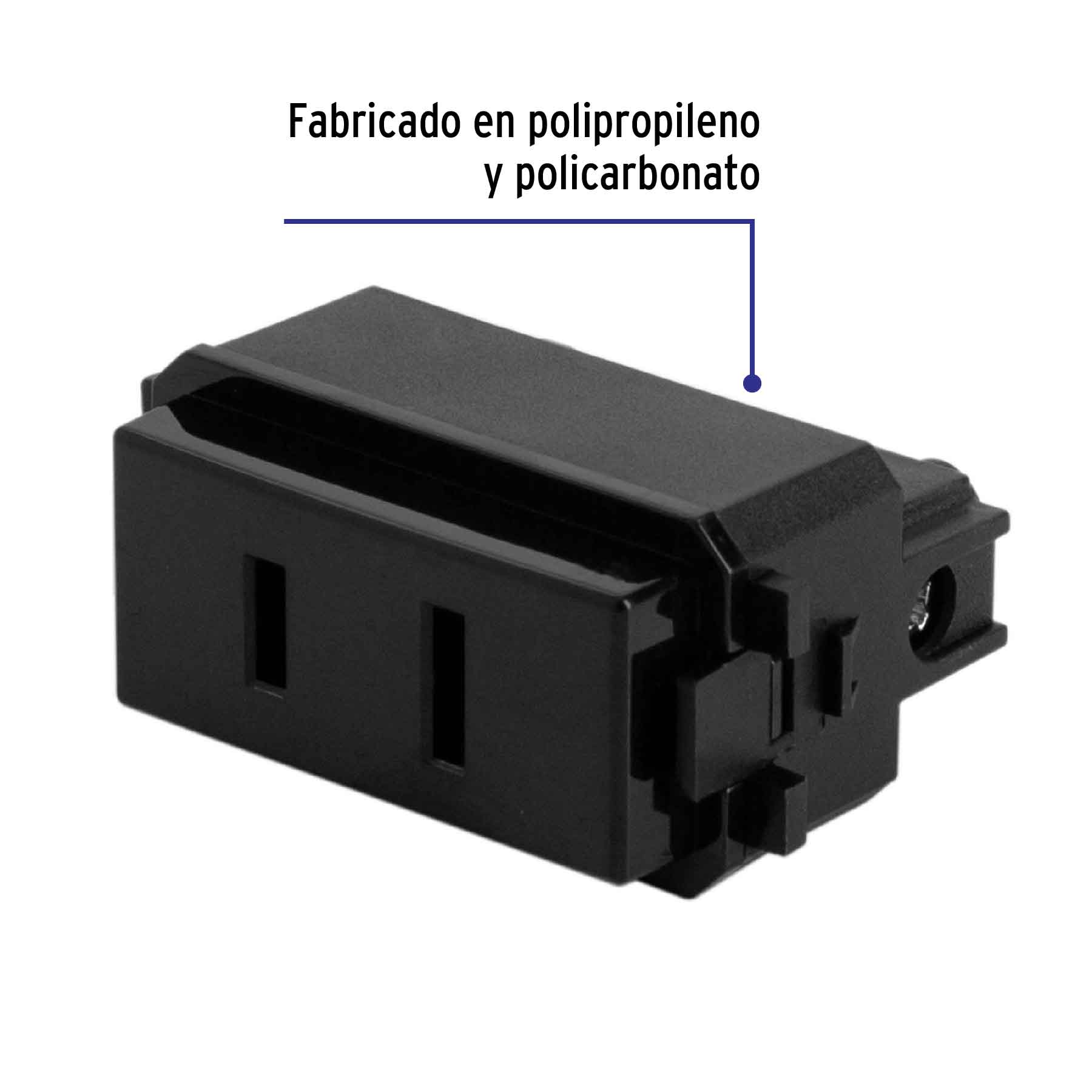 Contacto sencillo, 2polos, sin tierra, negro, Línea Italiana