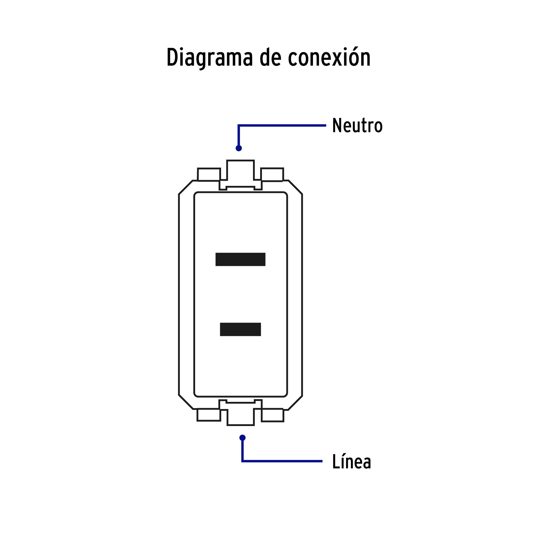 Contacto sencillo, 2polos, sin tierra, negro, Línea Italiana