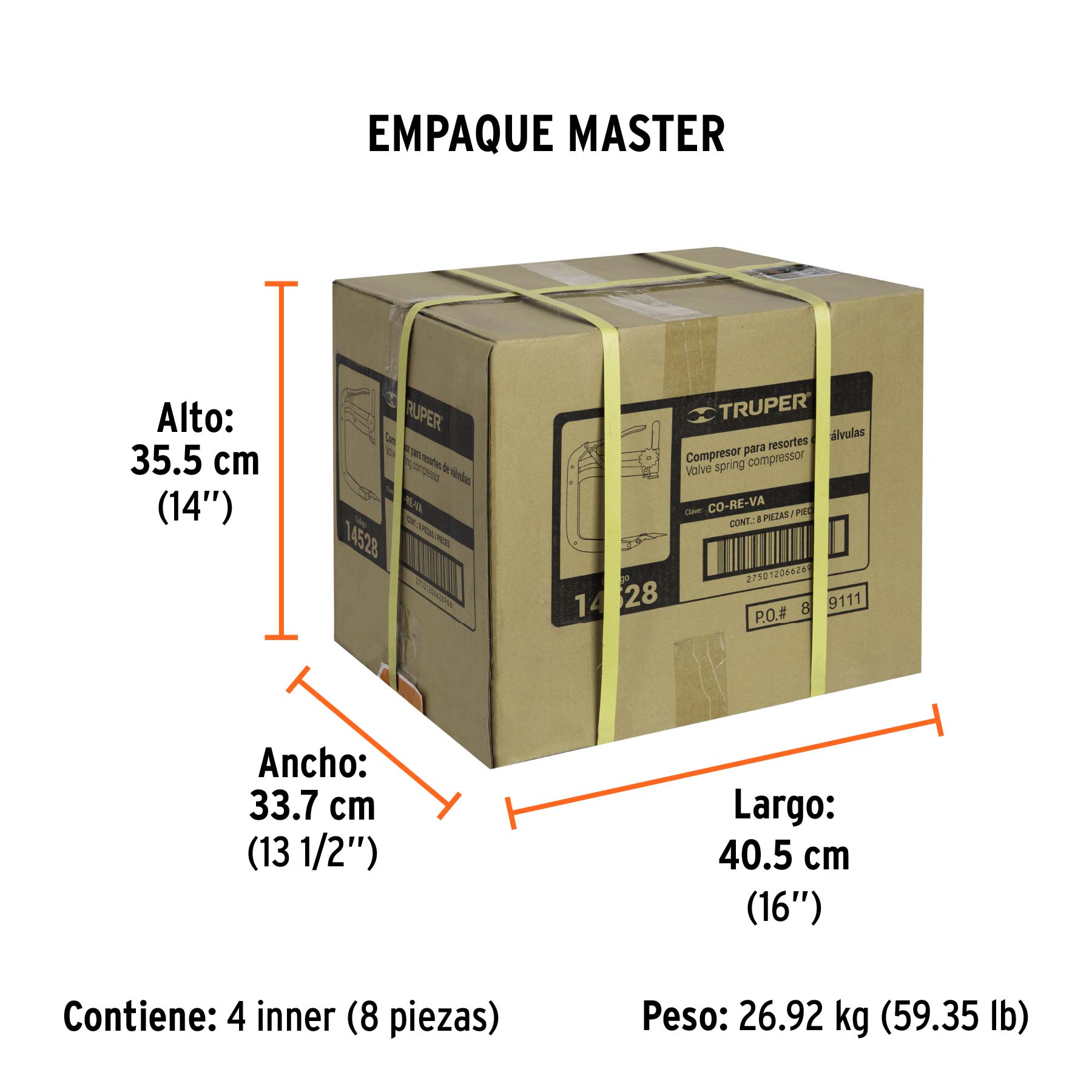 Compresor de resortes de válvulas, 166mm a 253mm, TRUPER - Empaque