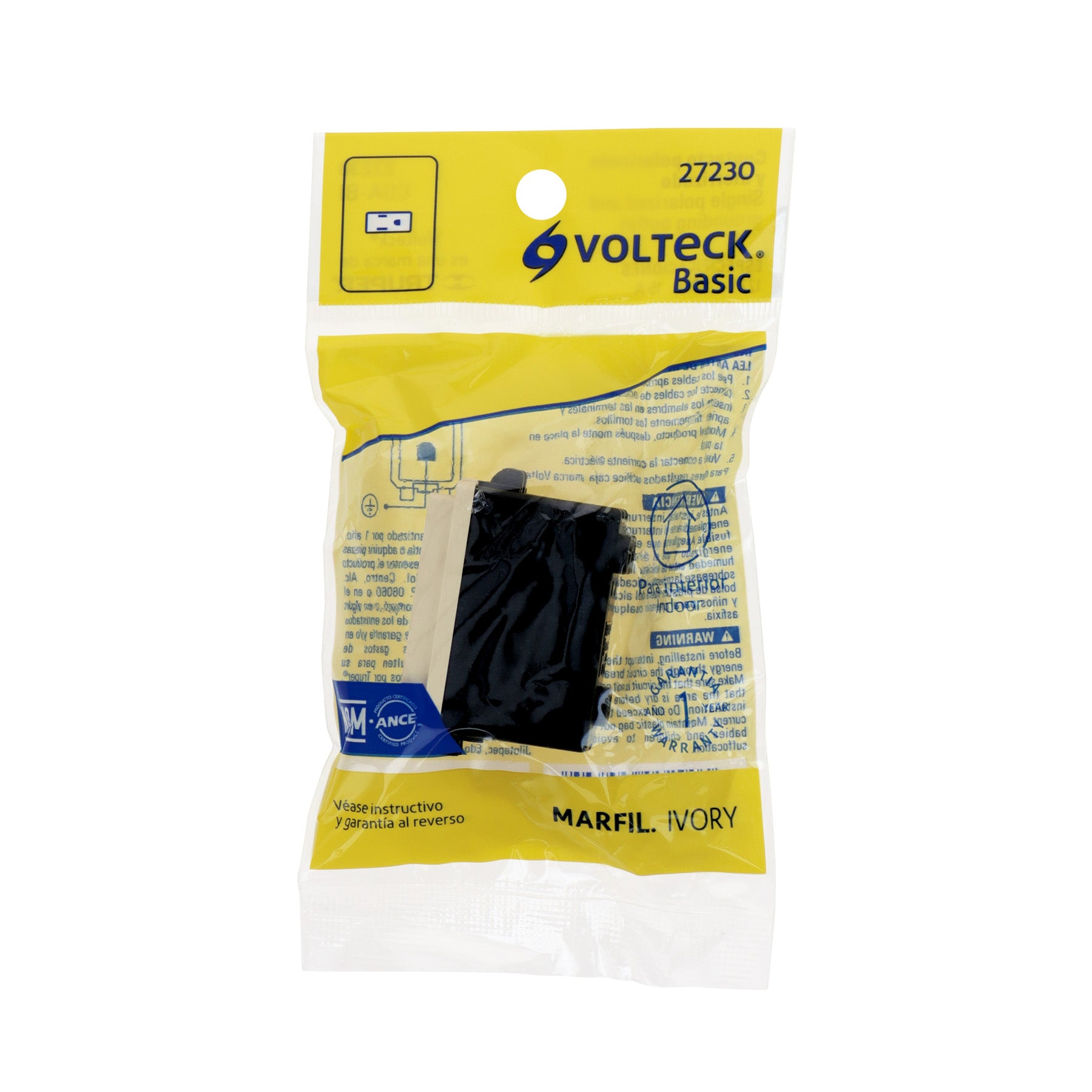 Contacto 2 polos + tierra, marfil, línea VOLTECK BASIC