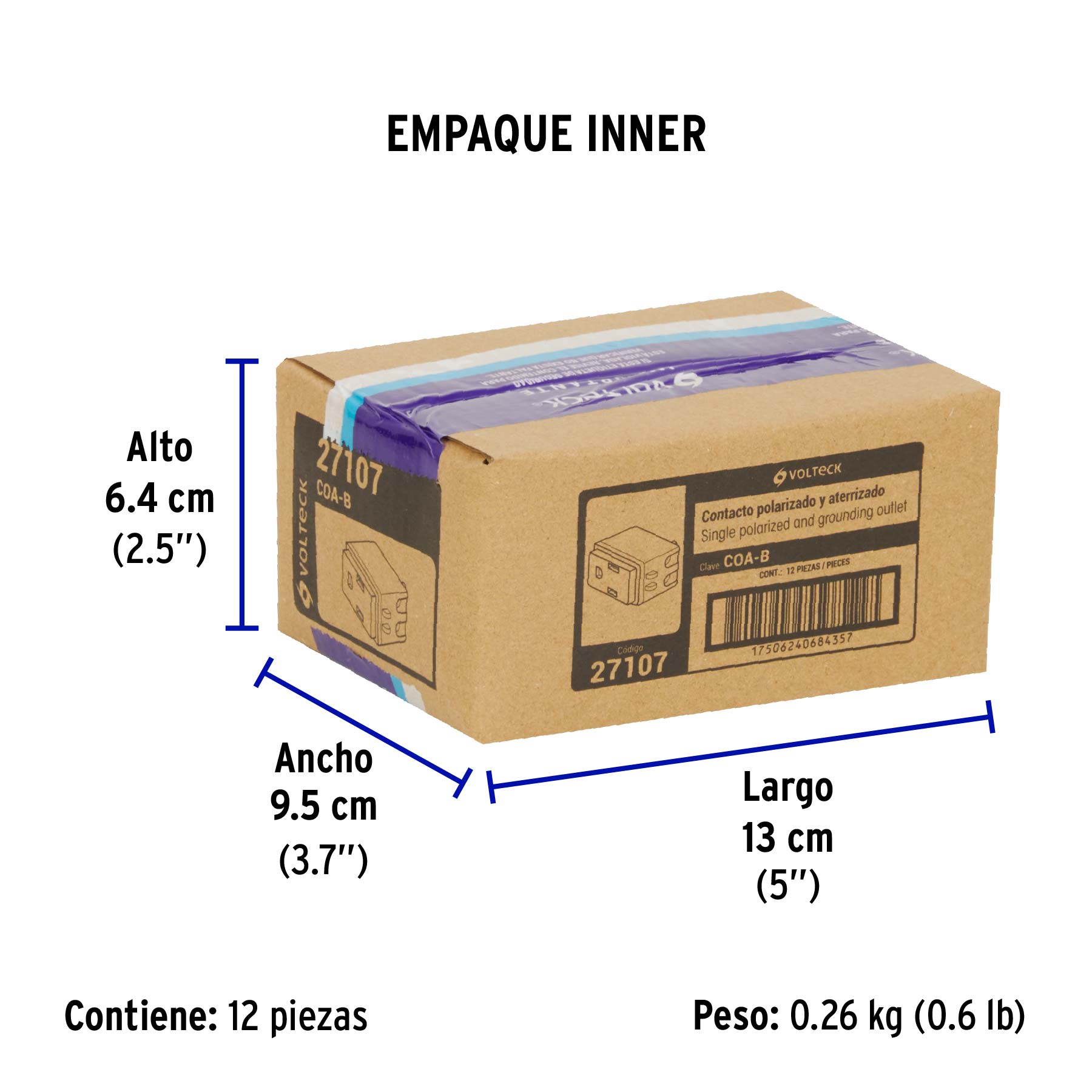 Contacto 2 polos + tierra, VOLTECK BASIC - Empaque