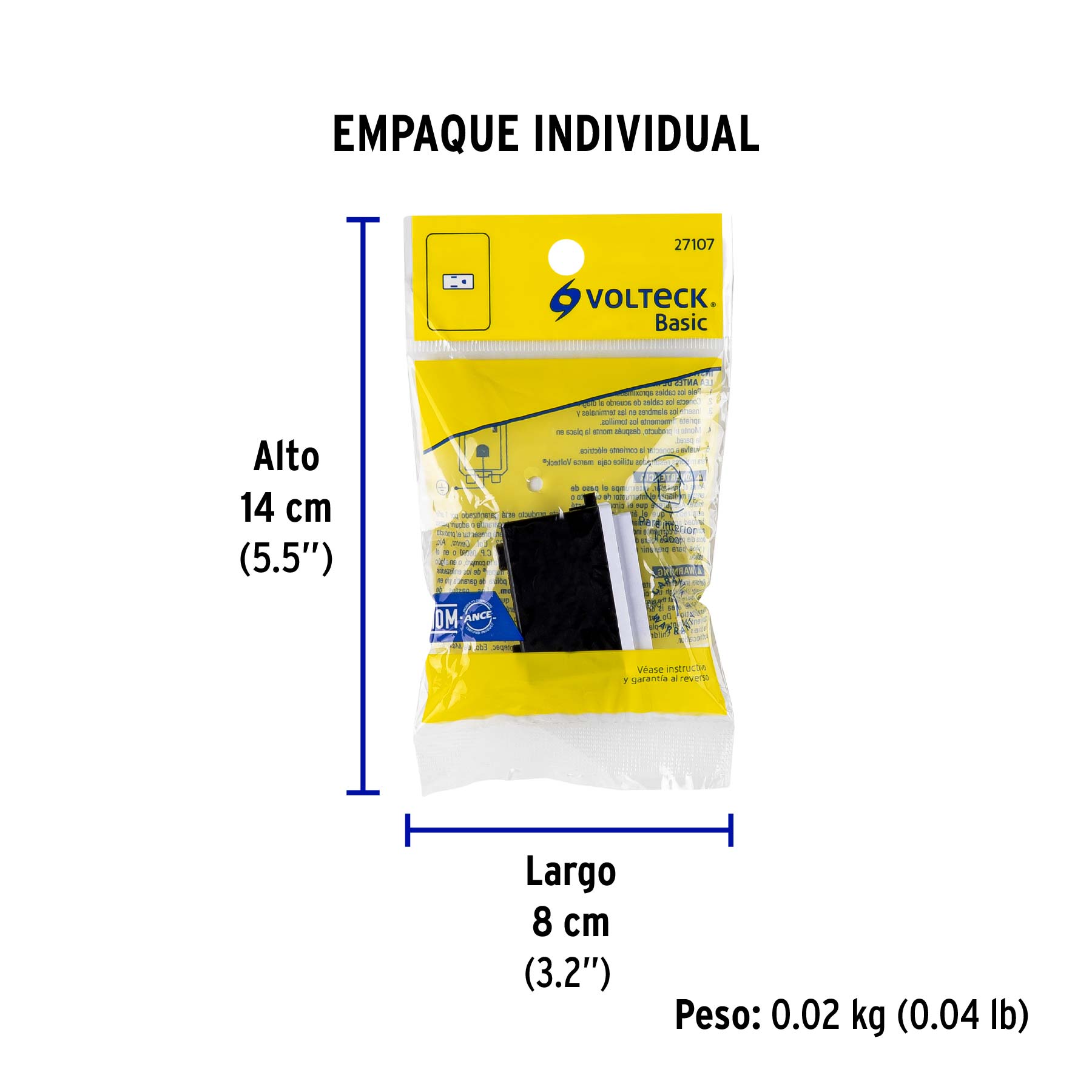 Contacto 2 polos + tierra, VOLTECK BASIC - Empaque