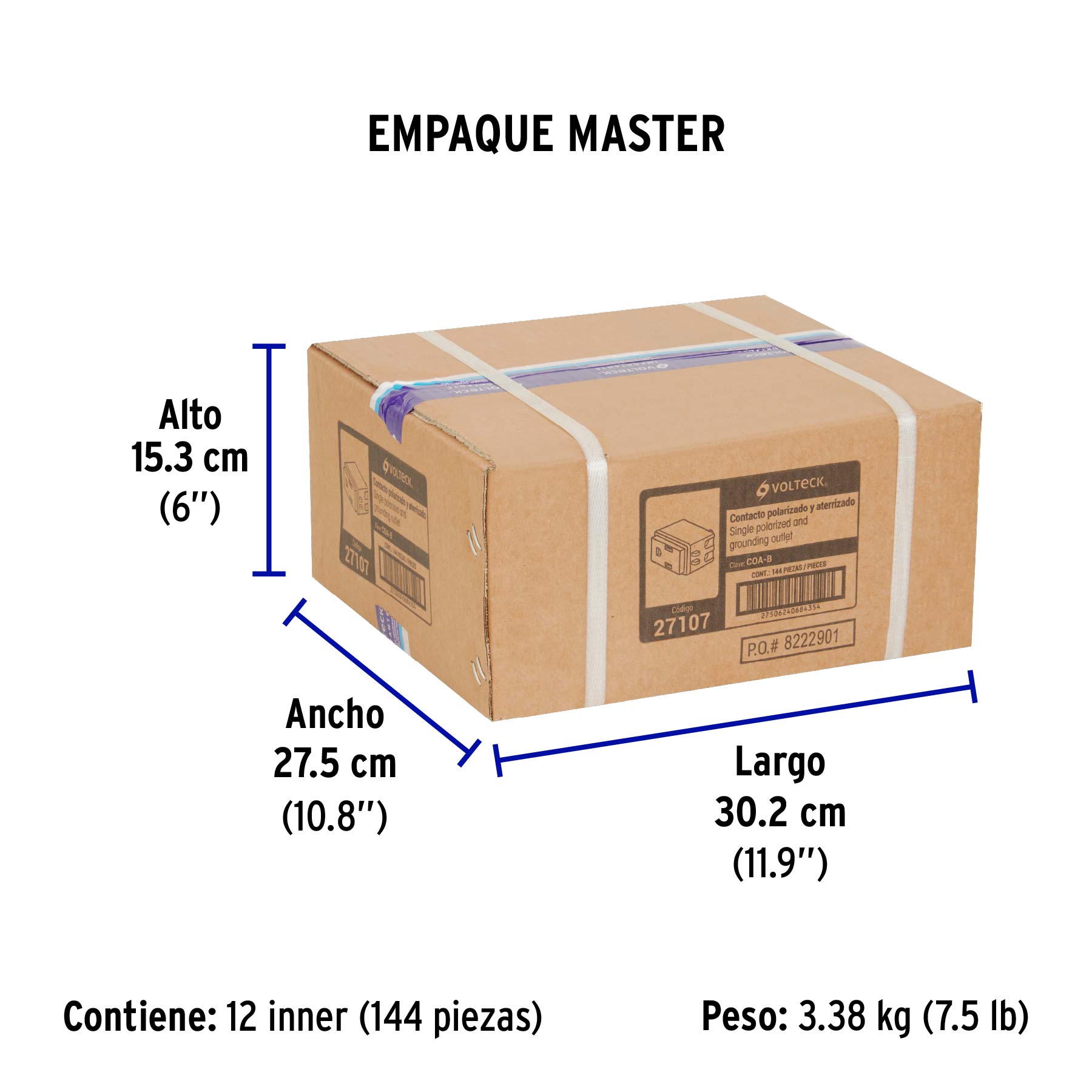 Contacto 2 polos + tierra, VOLTECK BASIC - Empaque