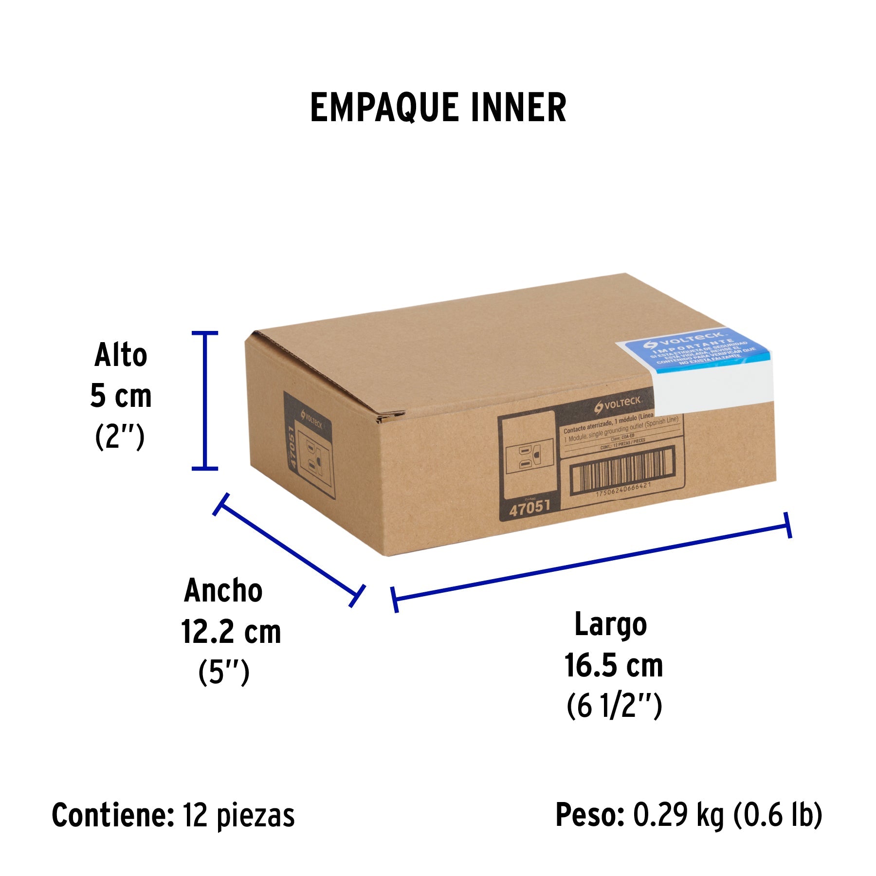 Contacto aterrizado, 1 módulo, línea Española, color blanco - Empaque