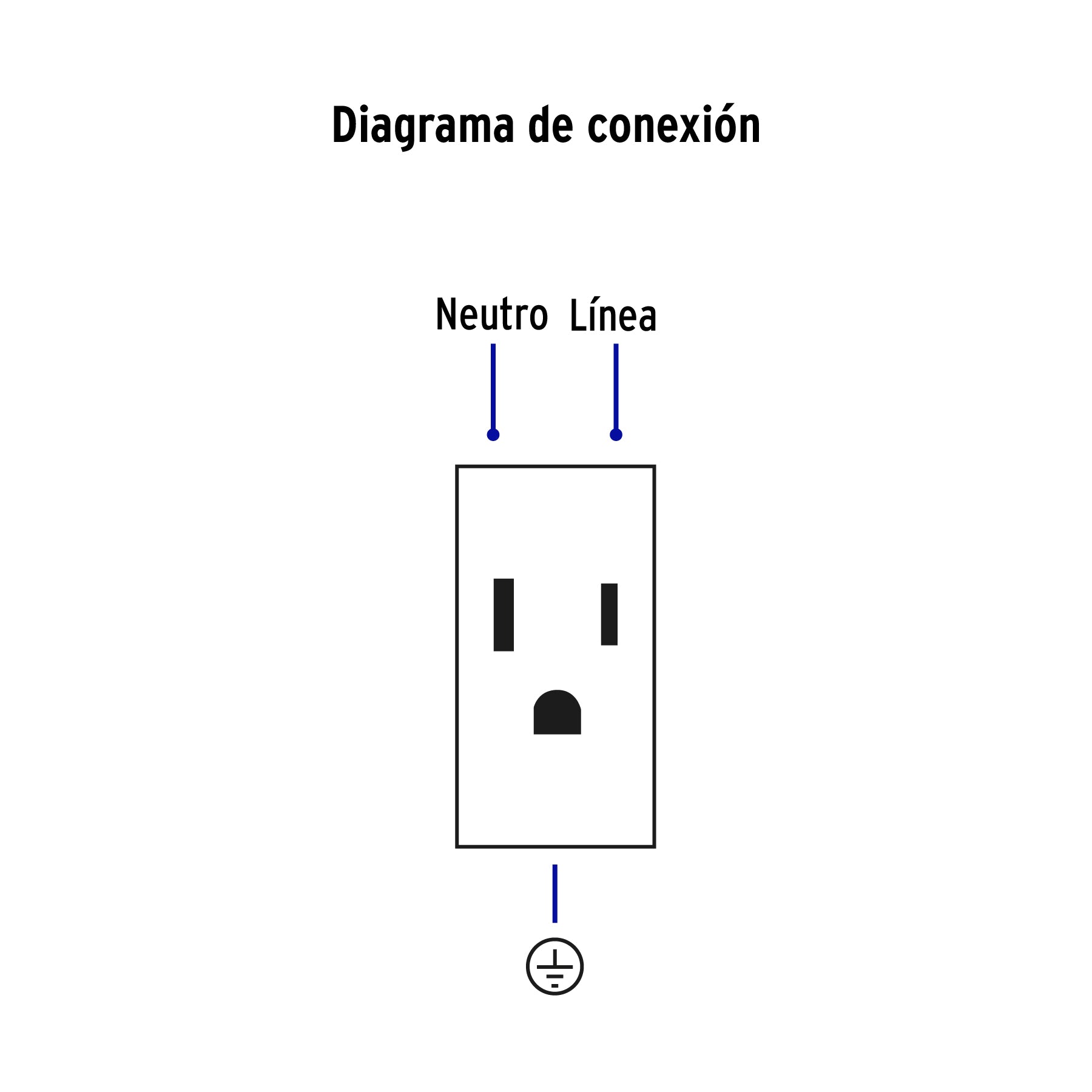 Contacto aterrizado, 1 módulo, línea Española, color negro