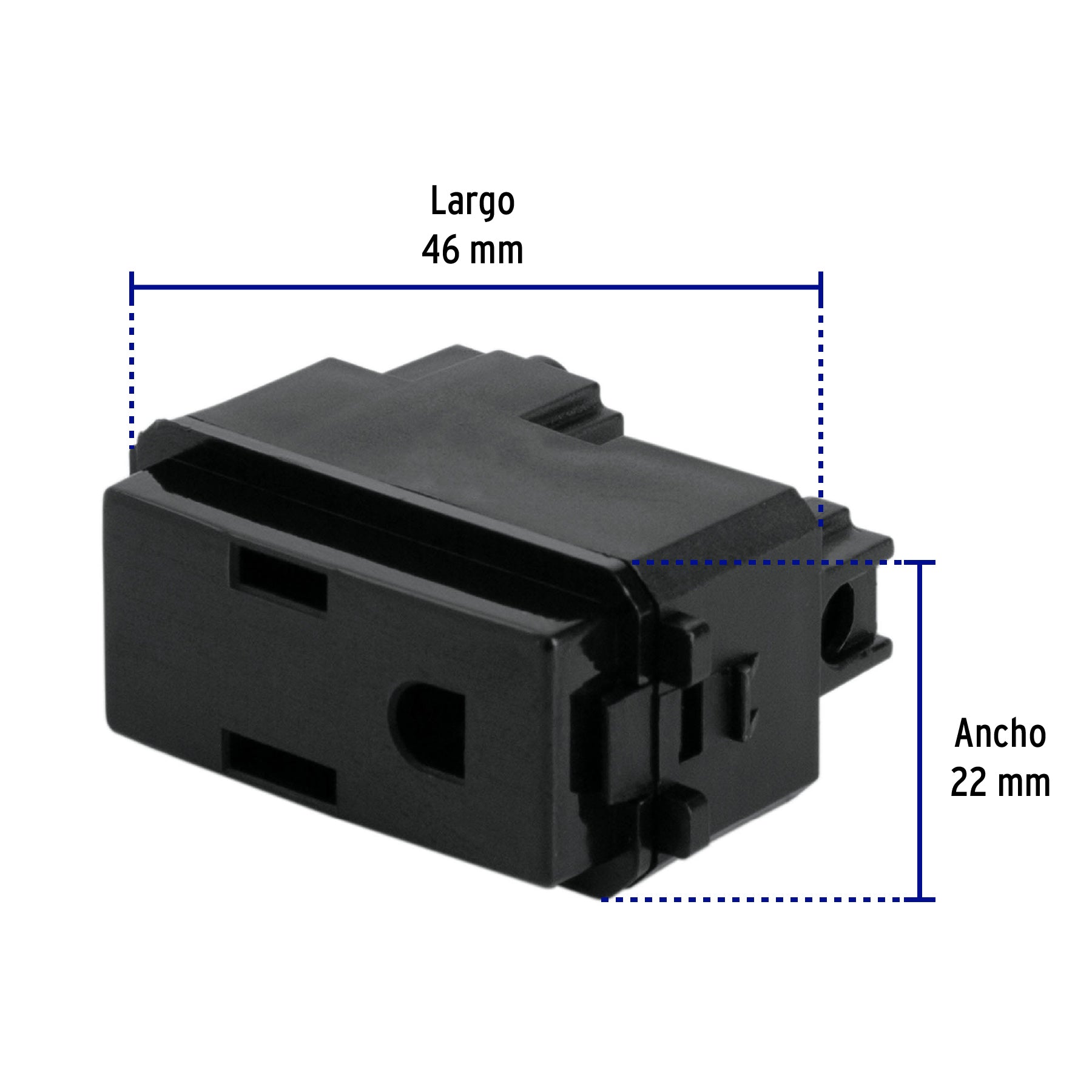 Contacto sencillo, 2 polos + tierra, línea Italiana, negro