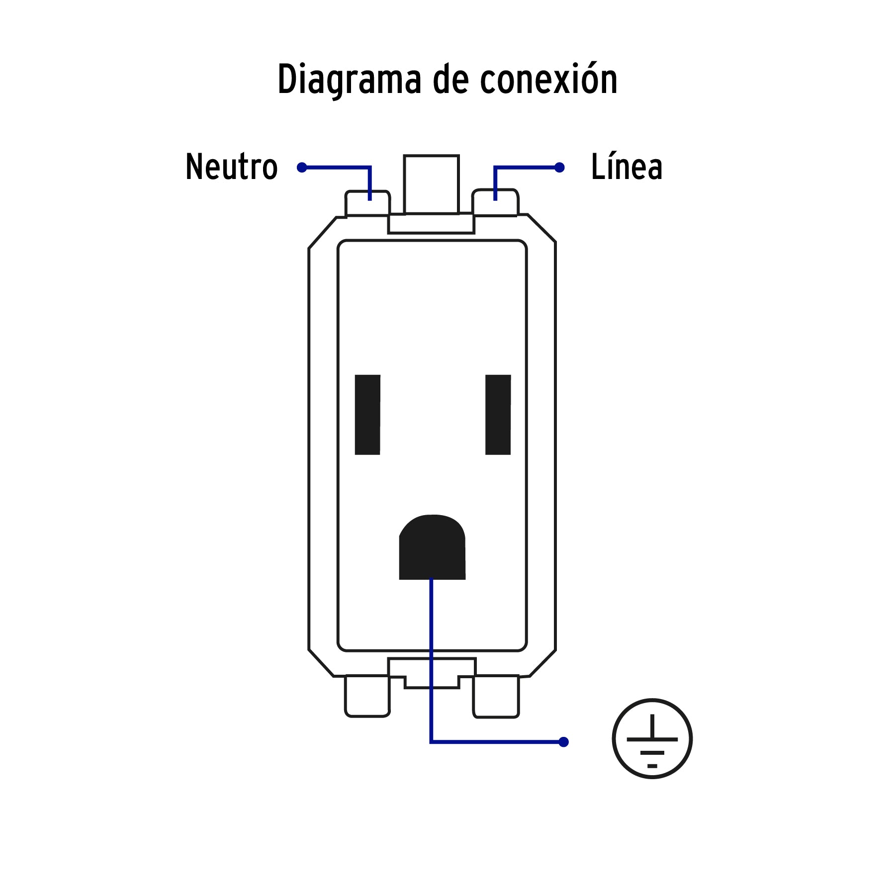 Contacto sencillo, 2 polos + tierra, línea Italiana, negro