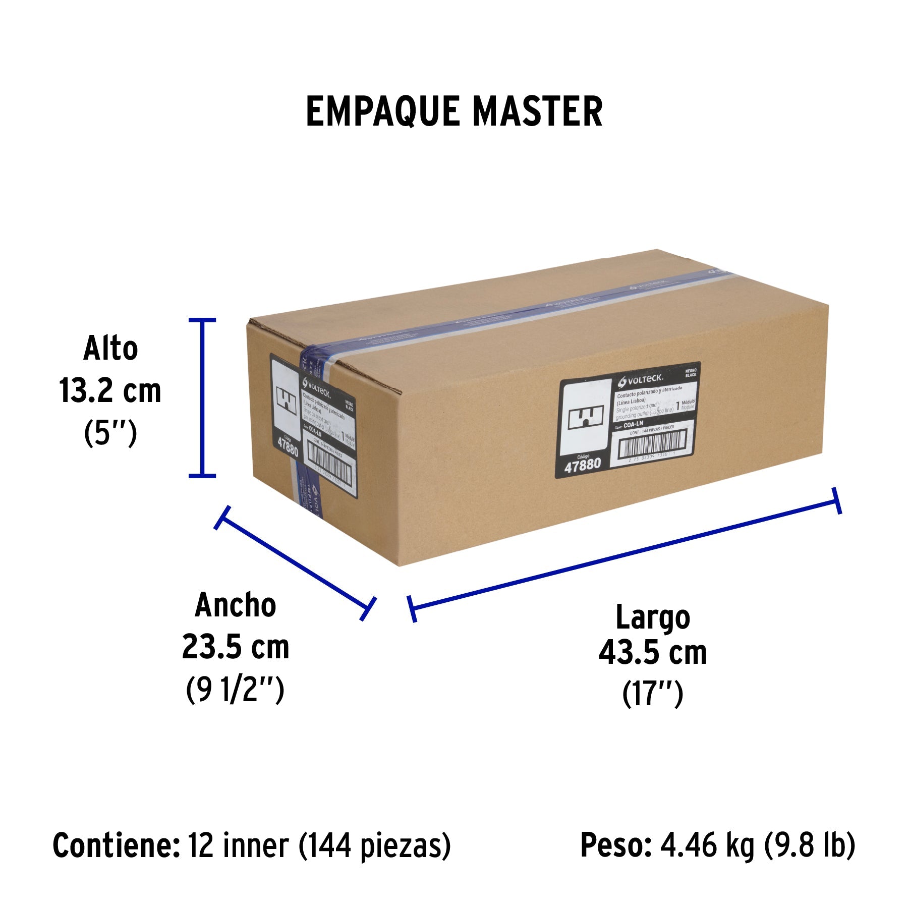 Contacto aterrizado negro de 1 módulo, línea Lisboa, VOLTECK - Empaque