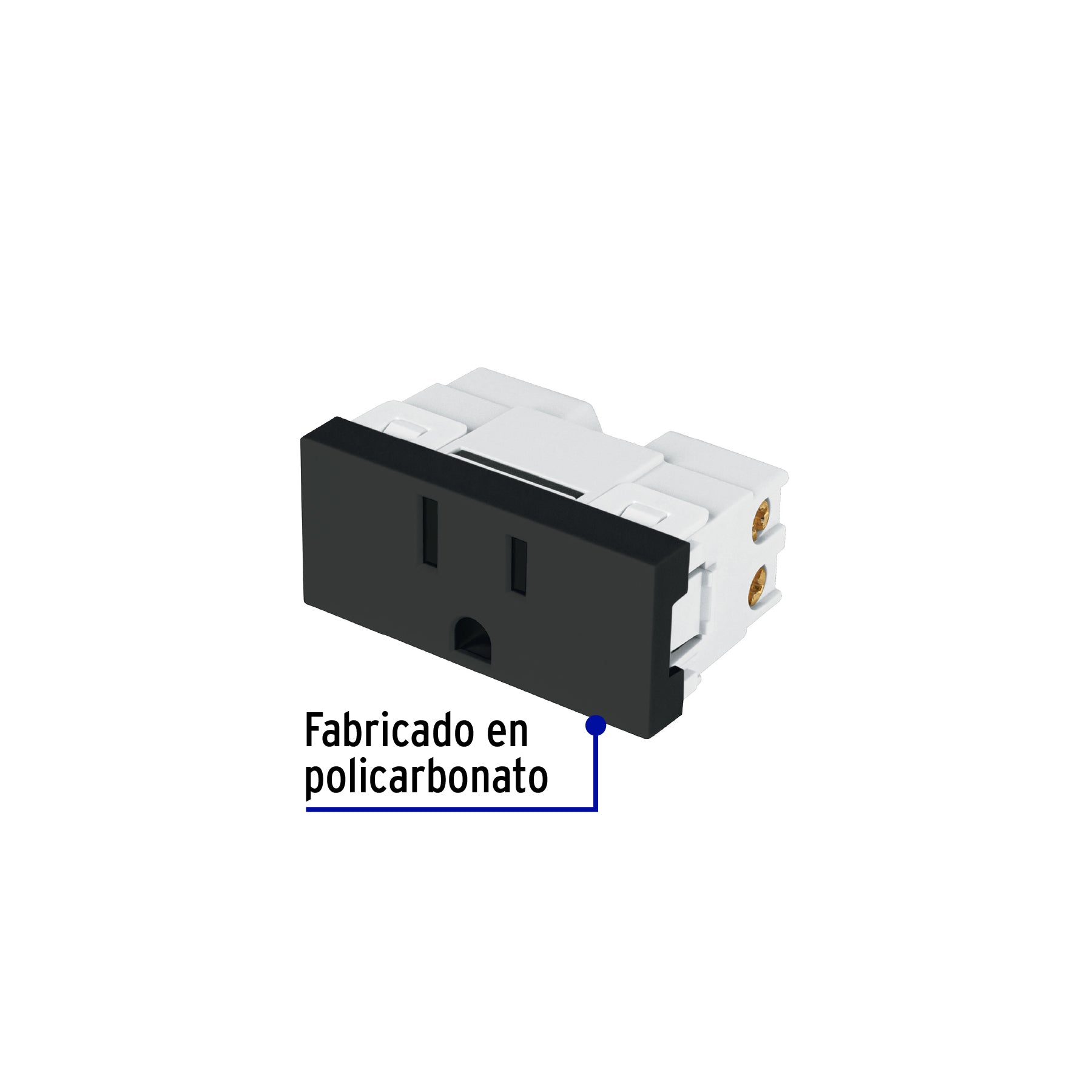 Contacto aterrizado negro de 1 módulo, línea Lisboa, VOLTECK