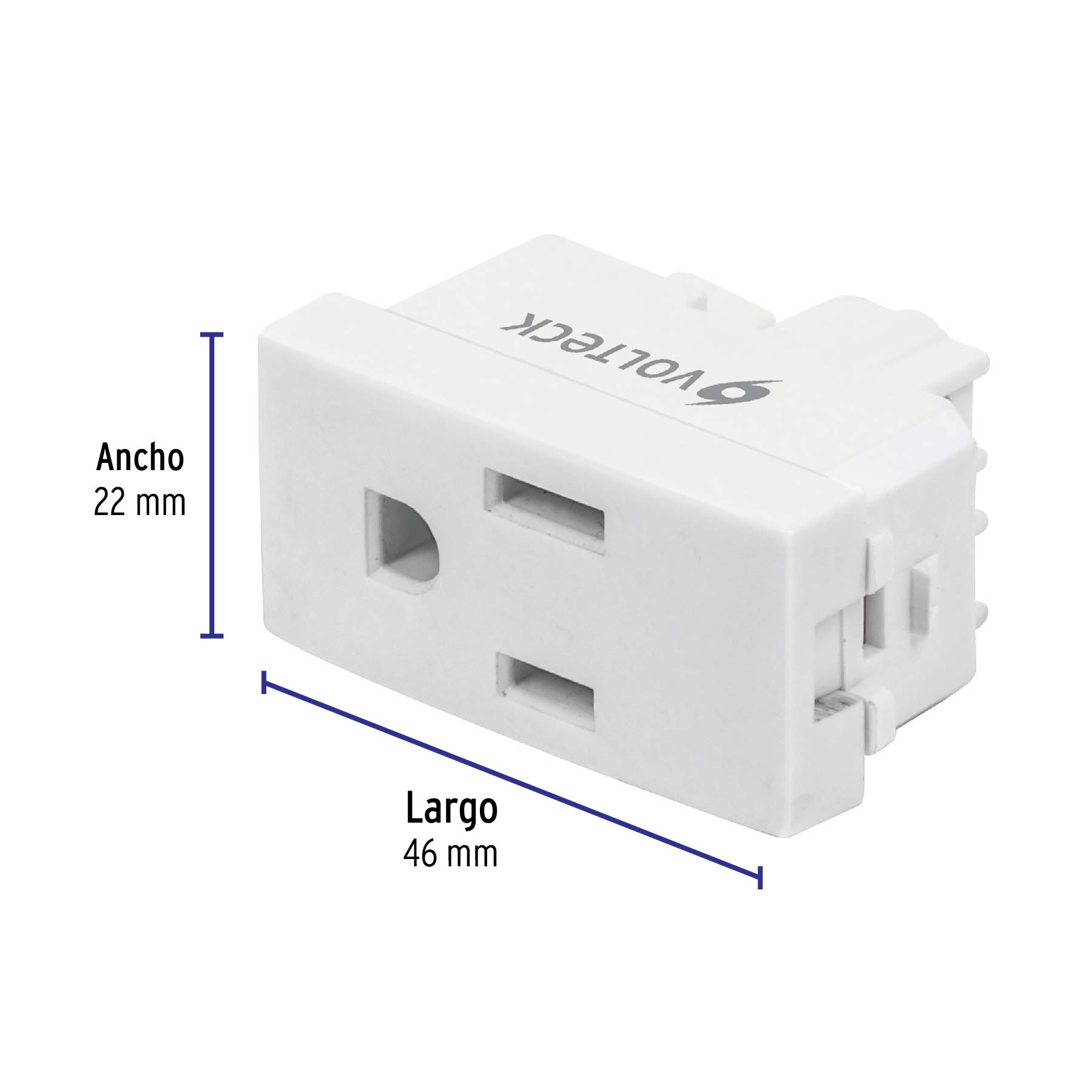 Contacto sencillo, 2 polos + tierra, línea Oslo, blanco