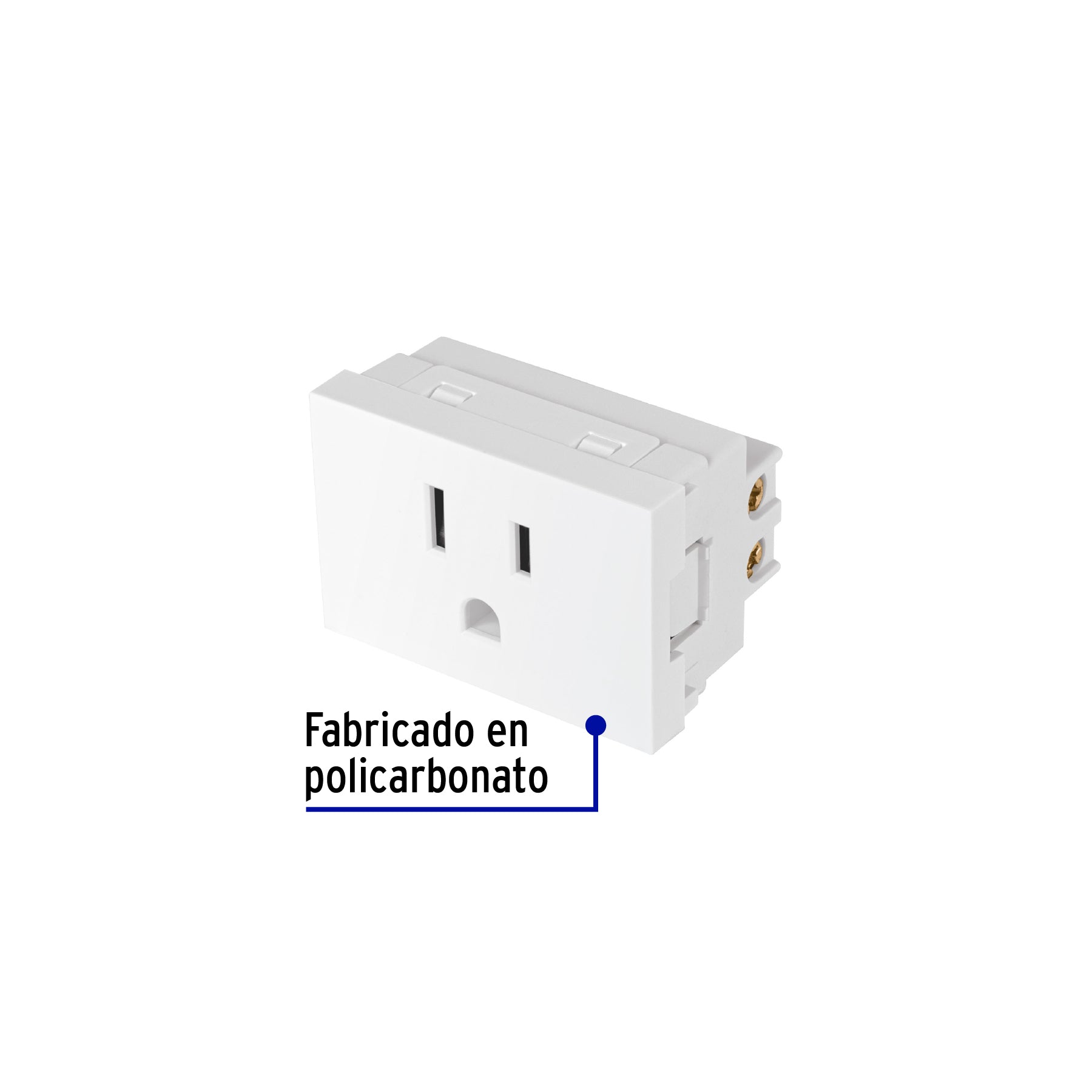 Contacto aterrizado blanco de 1.5 módulos, línea Lisboa
