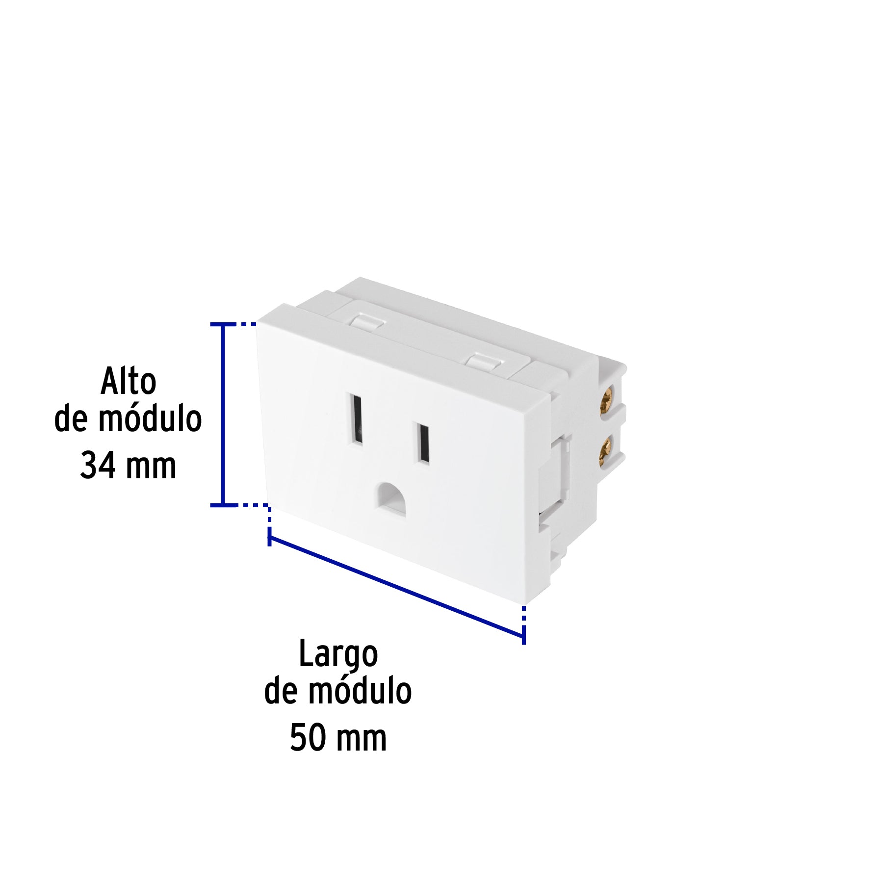 Contacto aterrizado blanco de 1.5 módulos, línea Lisboa