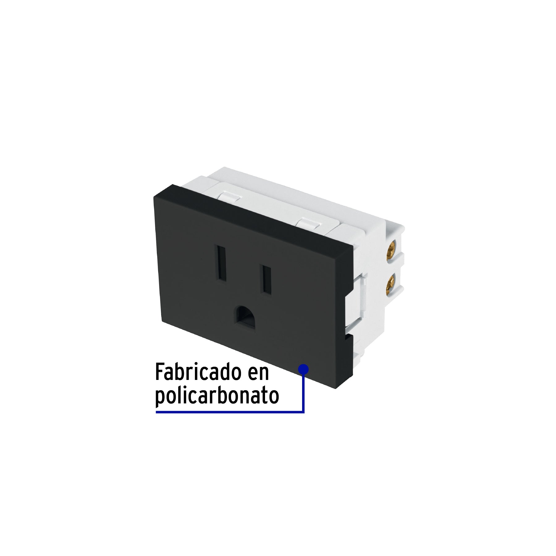 Contacto aterrizado negro de 1.5 módulos, línea Lisboa