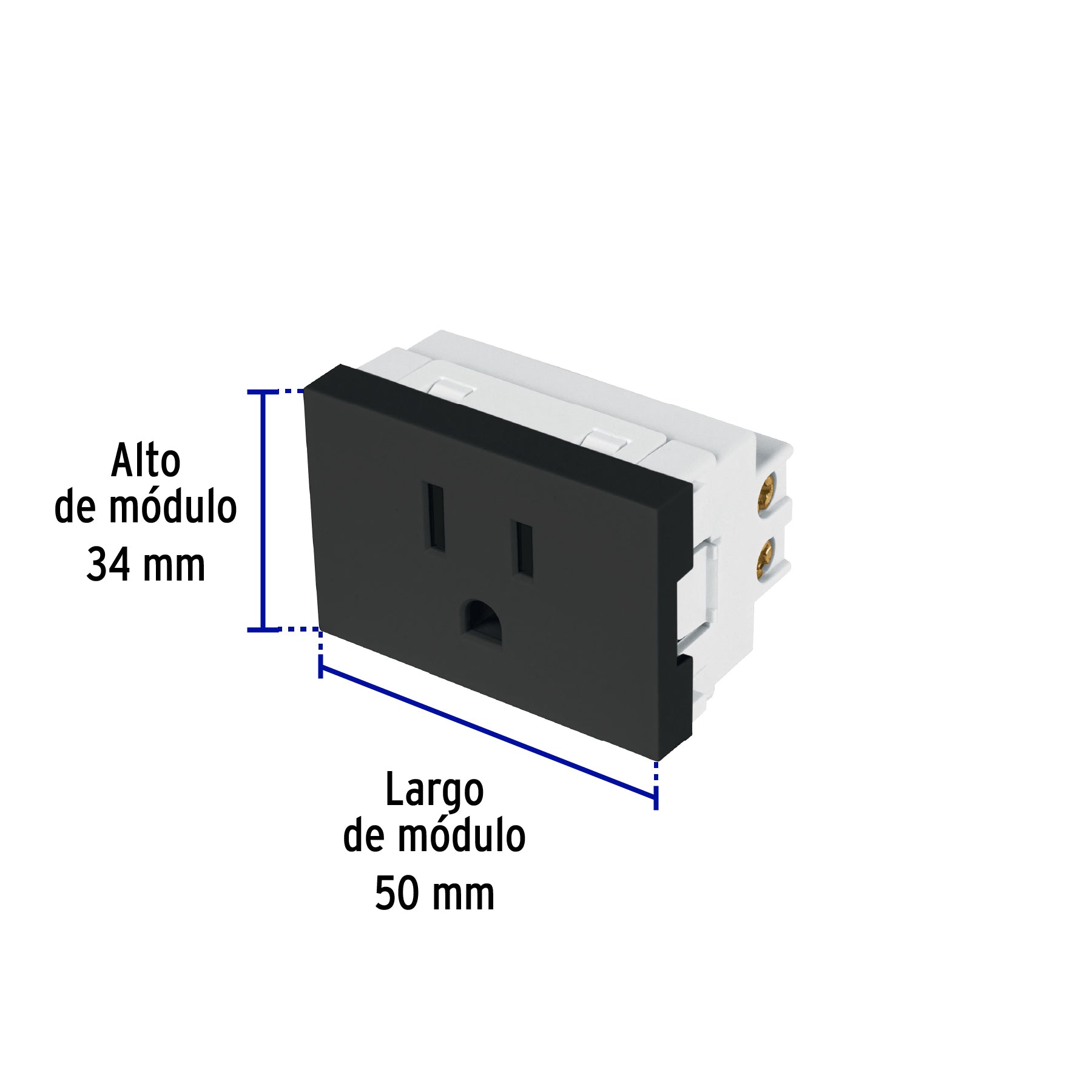 Contacto aterrizado negro de 1.5 módulos, línea Lisboa