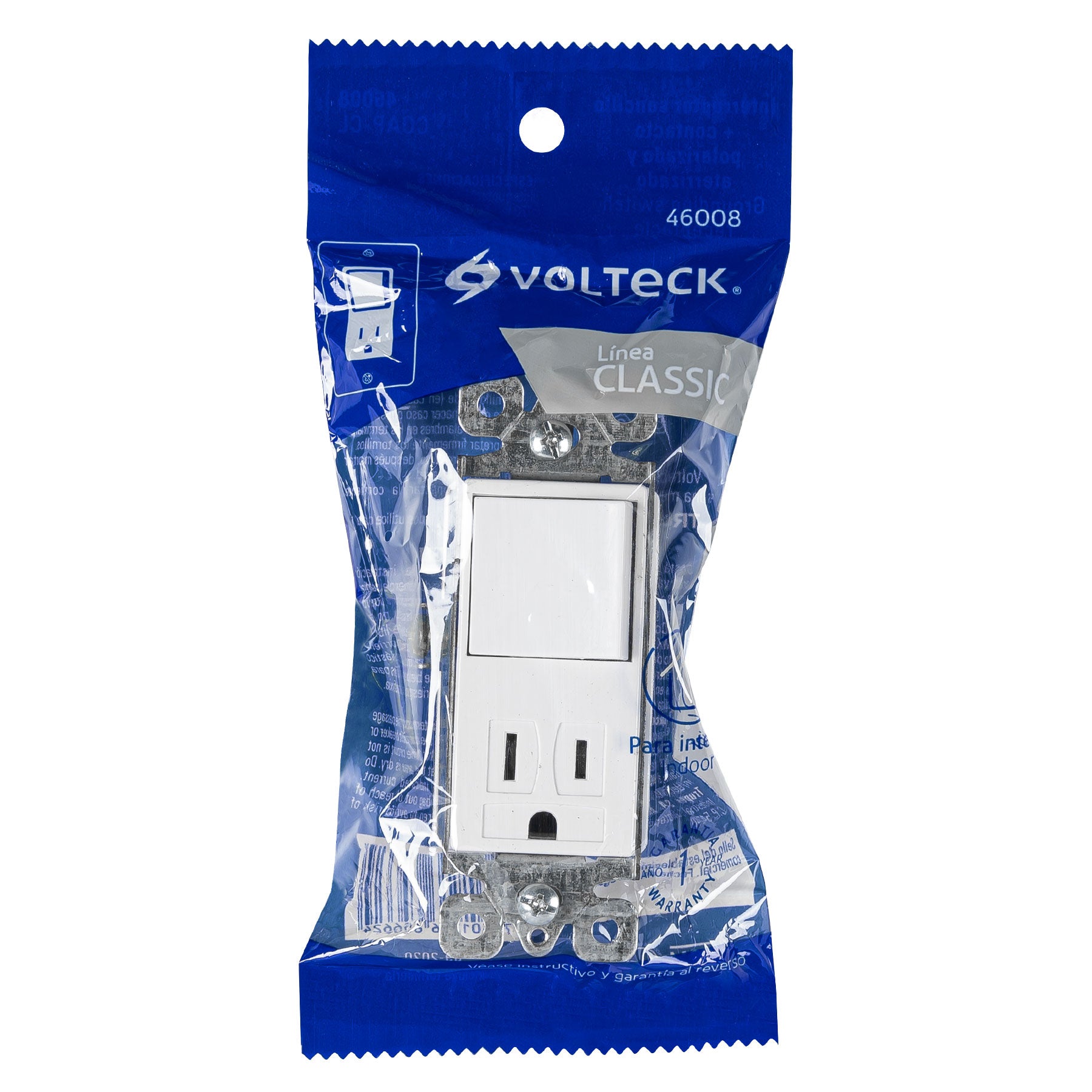Interruptor-contacto, 2 polos + tierra, Classic, VOLTECK