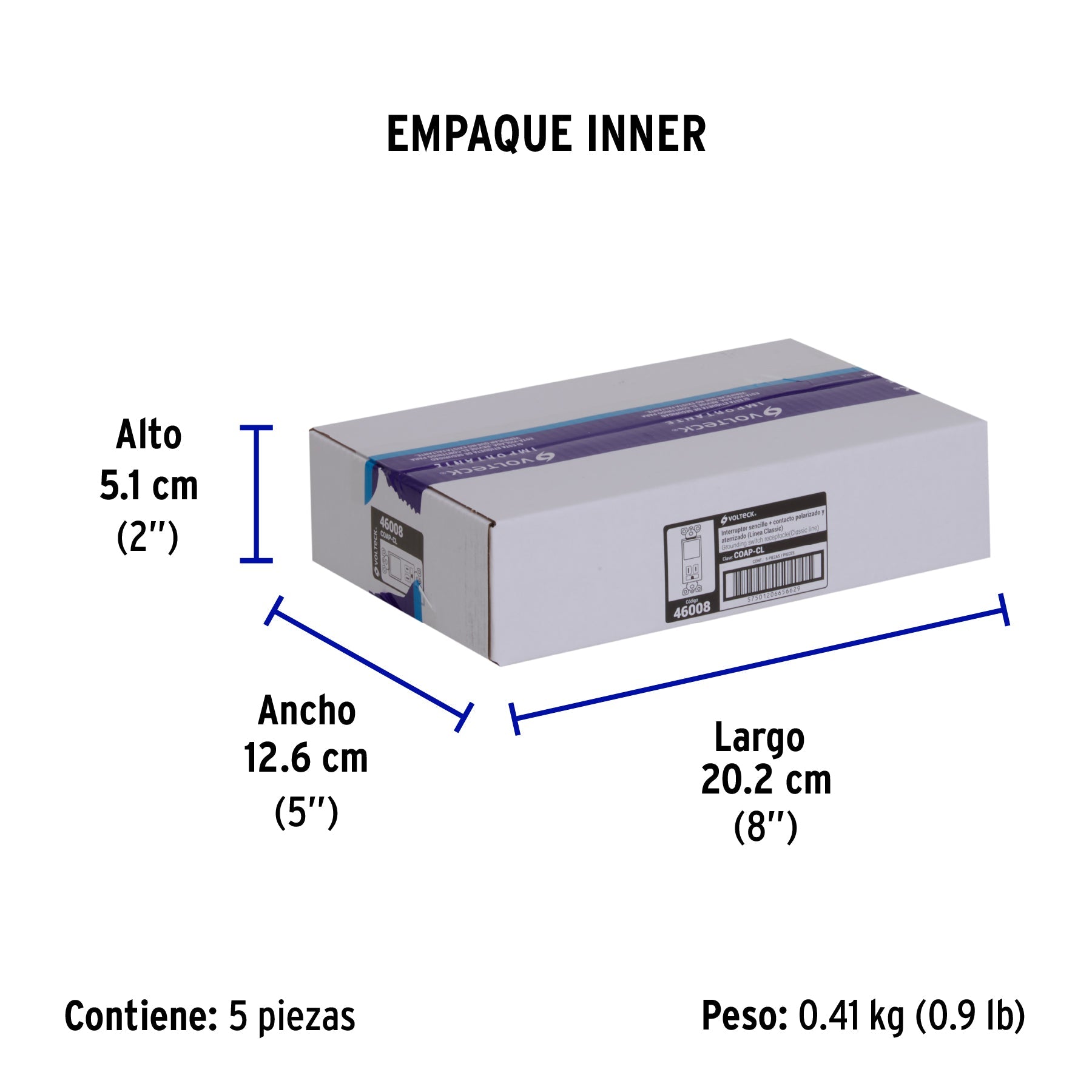 Interruptor-contacto, 2 polos + tierra, Classic, VOLTECK - Empaque