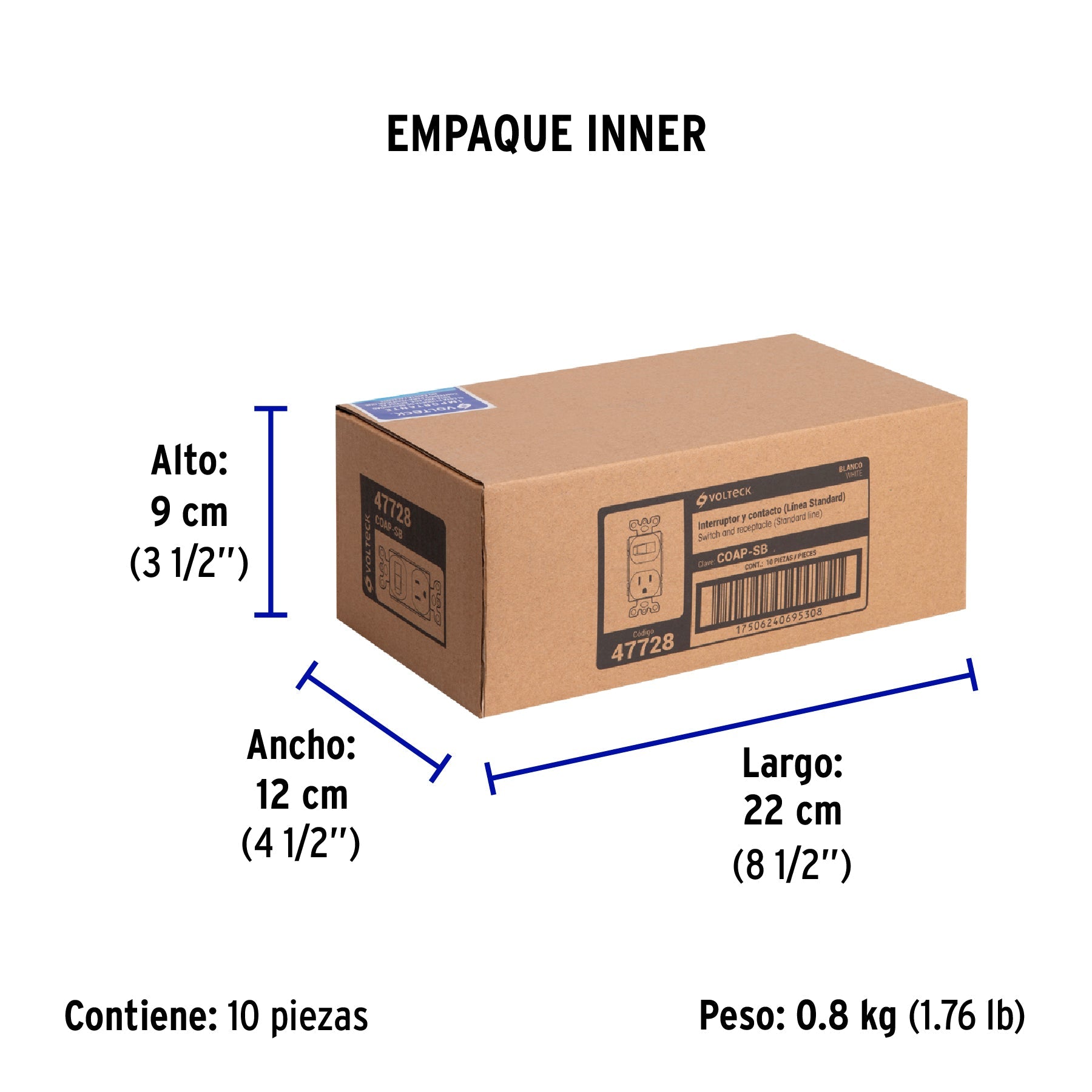 Interruptor de palanca con contacto, Standard, blanco - Empaque