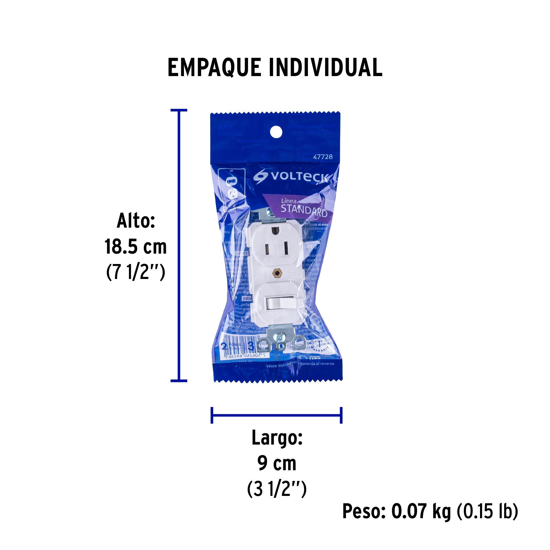 Interruptor de palanca con contacto, Standard, blanco - Empaque